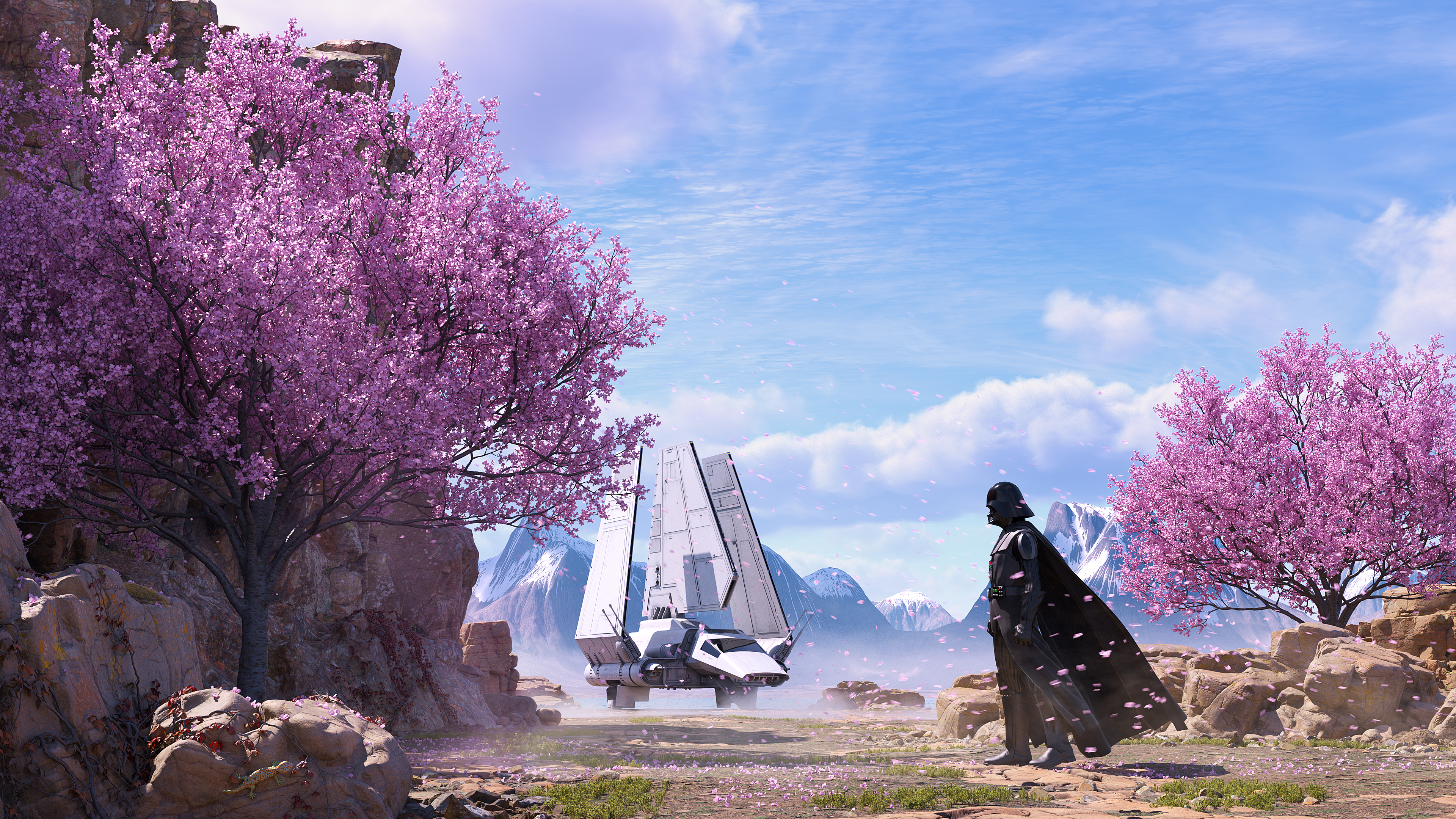 绝美达斯 星球大战 群山 樱桃树 AI艺术 壁纸 3840×2160