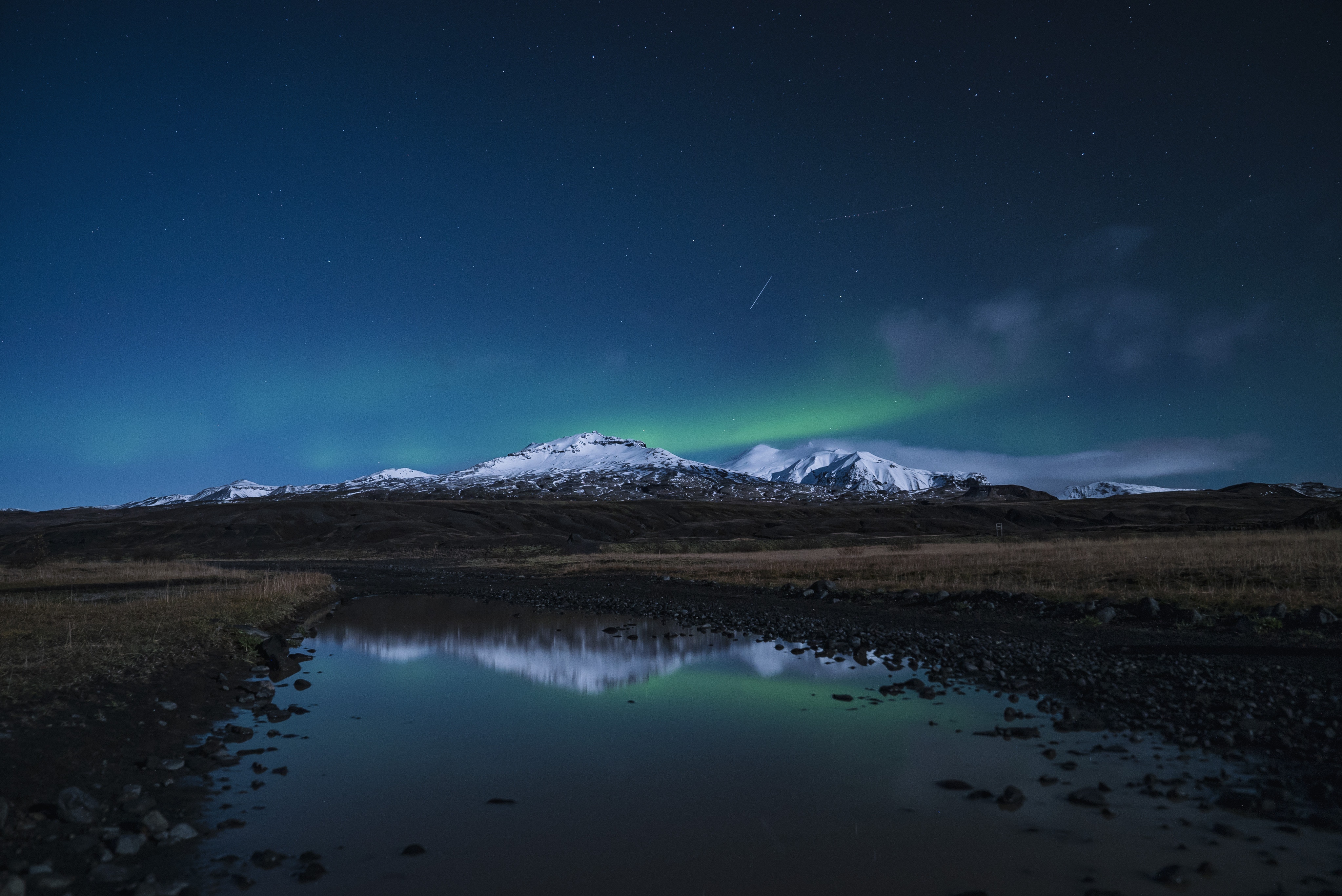 绝美山 雪 风景 繁星 星星 高清壁纸 4092×2733