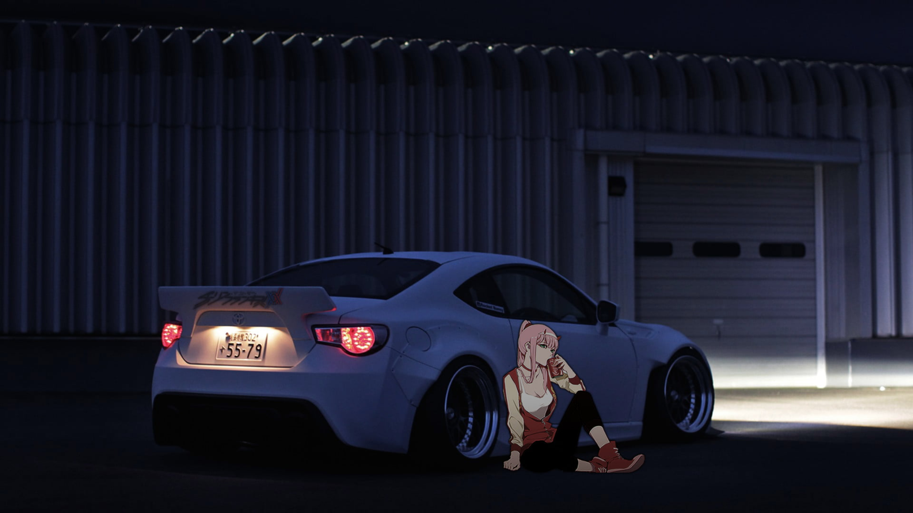 超清汽车 夜间 车辆 白色汽车 零二 DARLING 高清壁纸 3840×2160