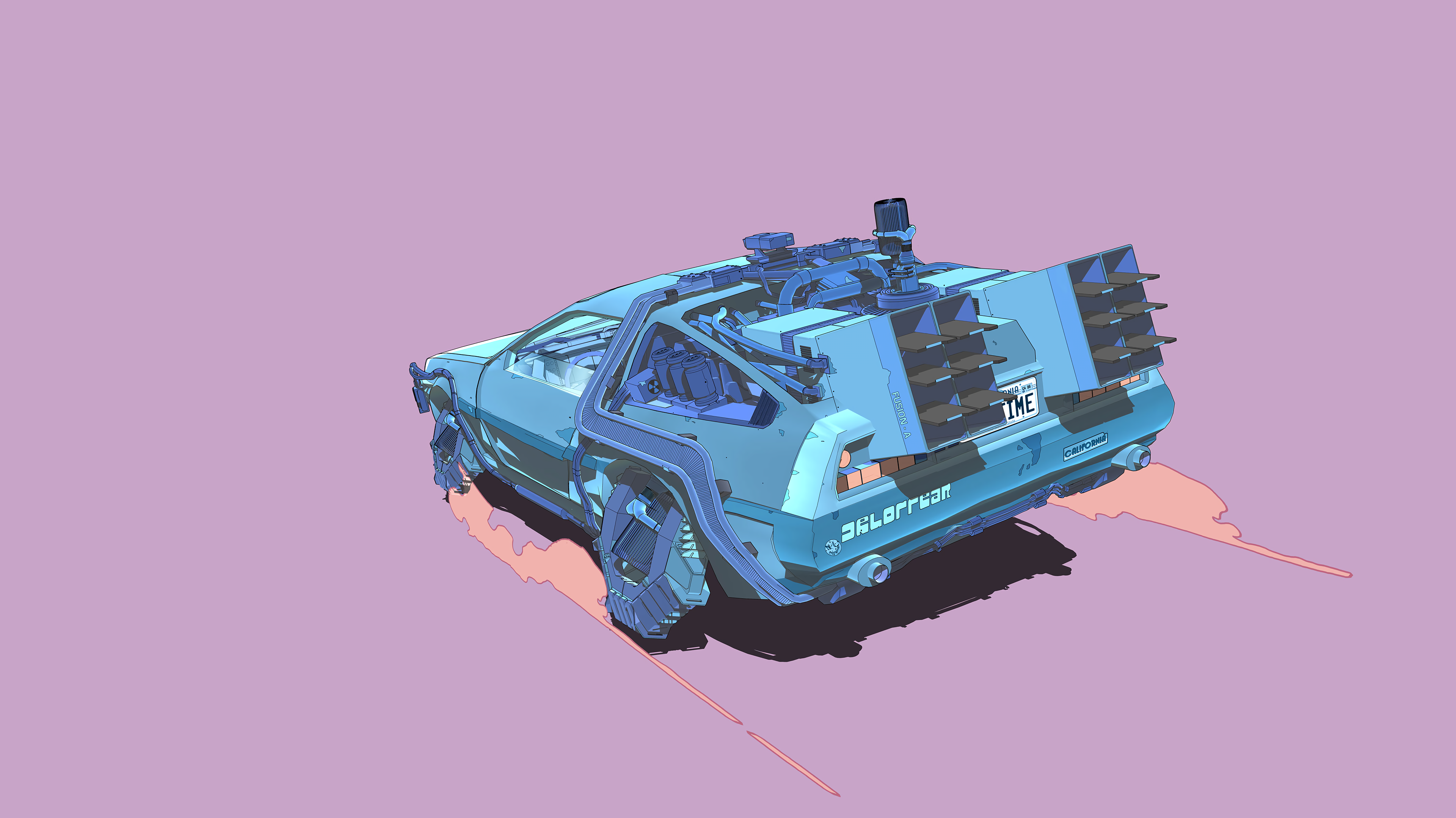 绚丽未来 AI艺术 时光机 汽车 车辆 壁纸 3840×2160