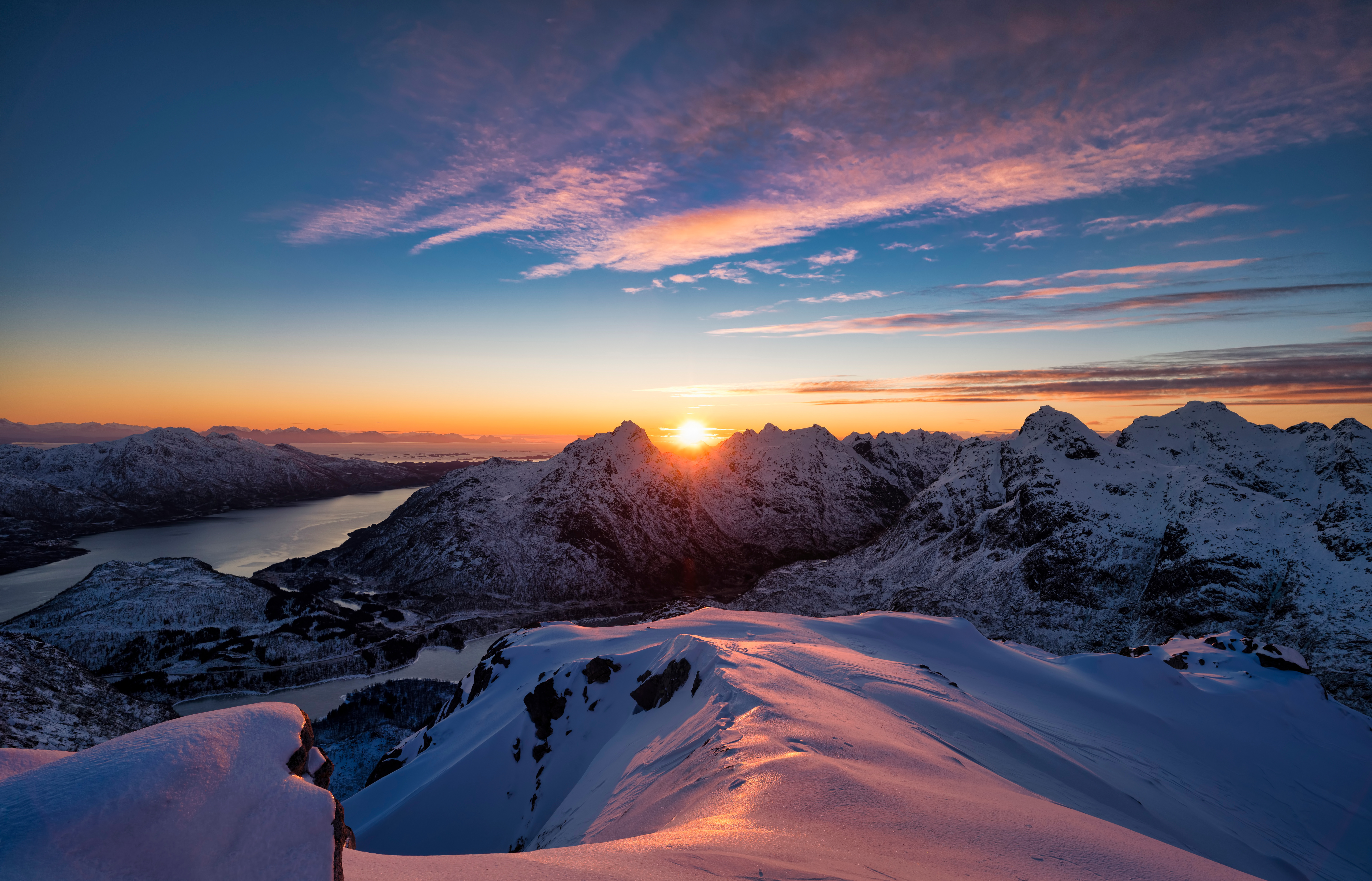 热门日落 自然 山脉 冬天 风景 壁纸 5120×3290