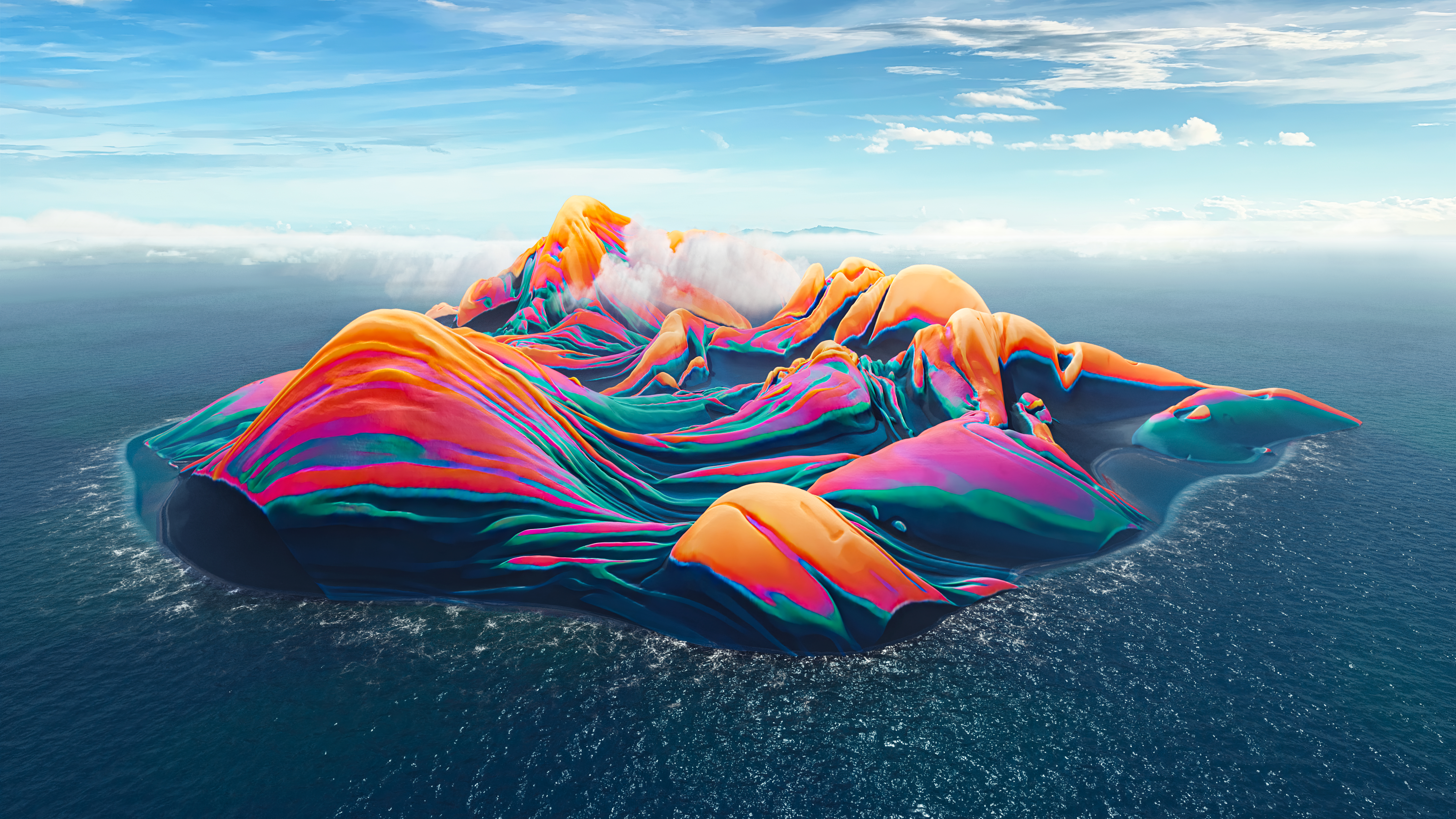 精选岛屿 抽象 彩虹色 AI艺术 高清壁纸 5120×2880