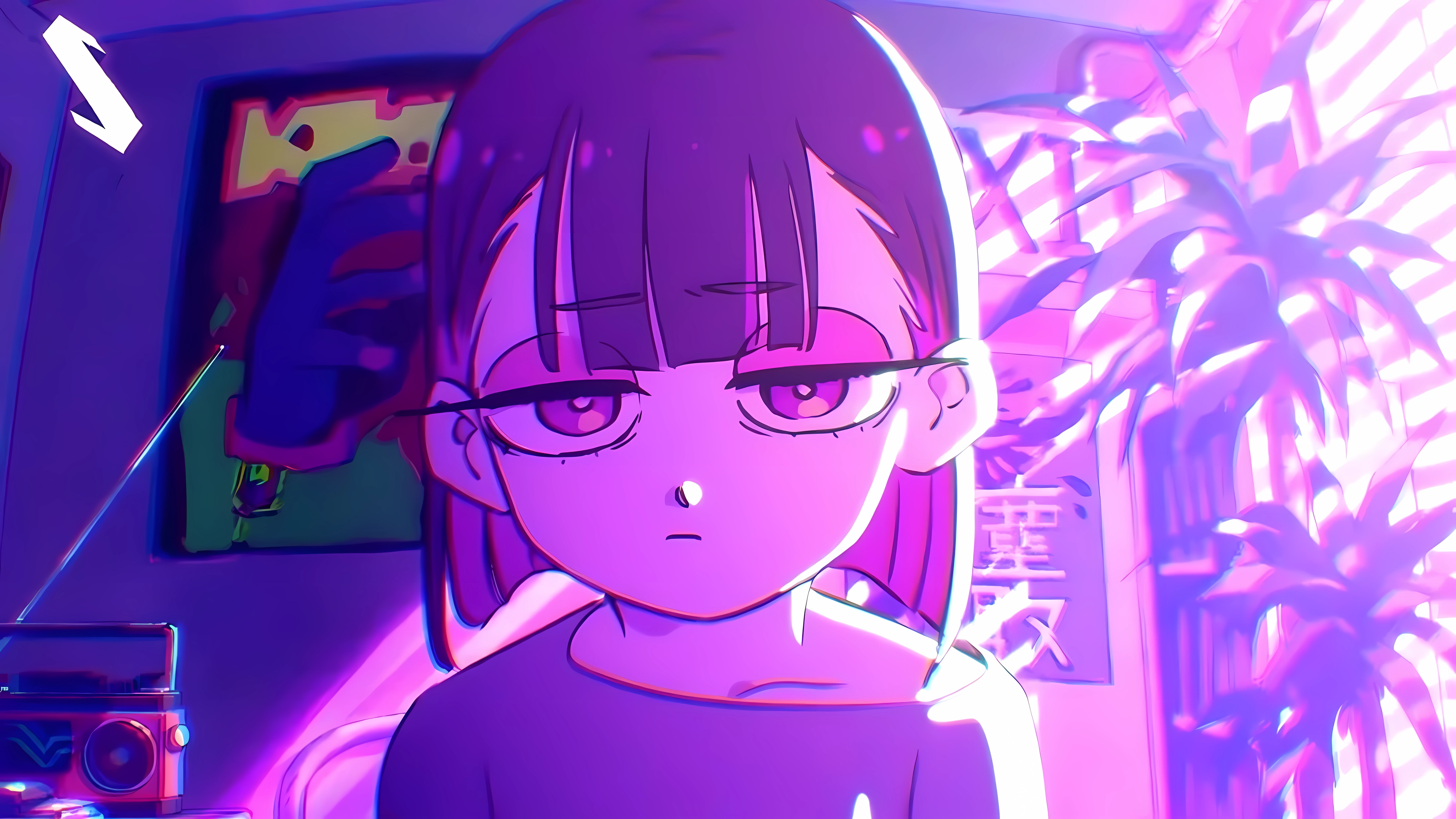 音乐家 短发 动漫女孩 4K高清壁纸 6392×3596