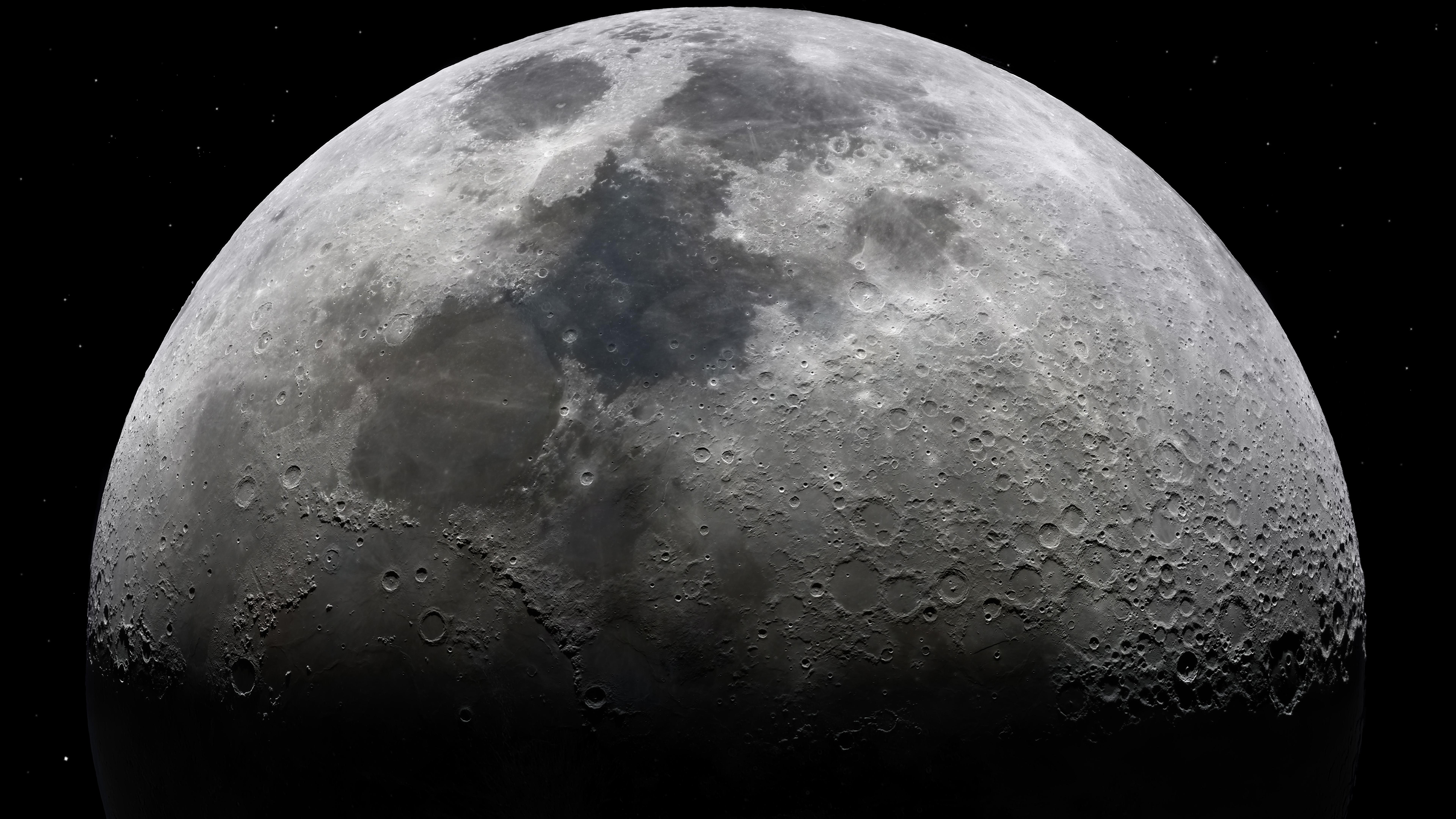 热门月亮 空间 星星 单色 摄影 空间艺术 数码艺术 高清壁纸 3840×2160