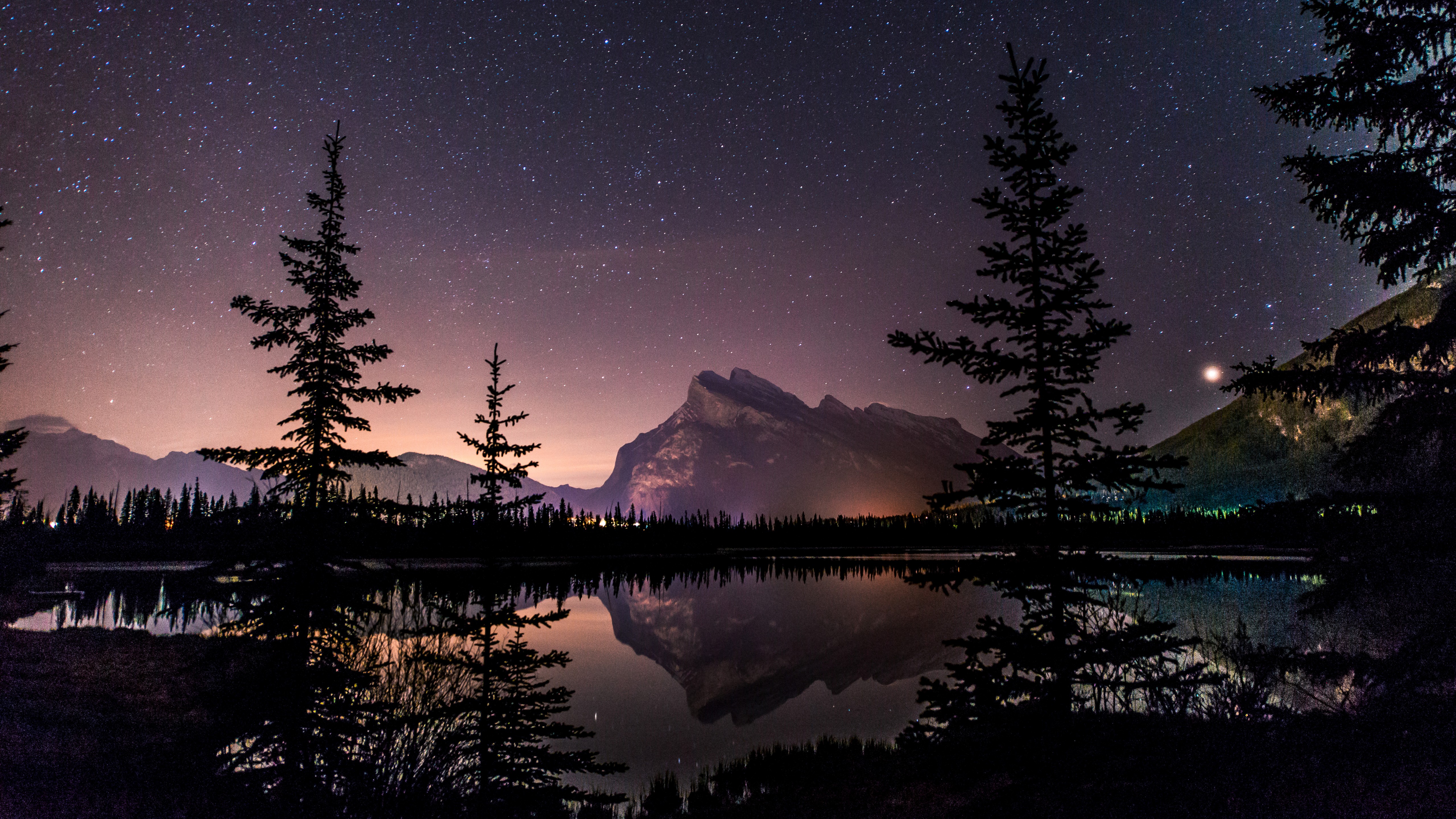 高清风景 星夜 湖 暮色 夜 手机壁纸 5120×2880