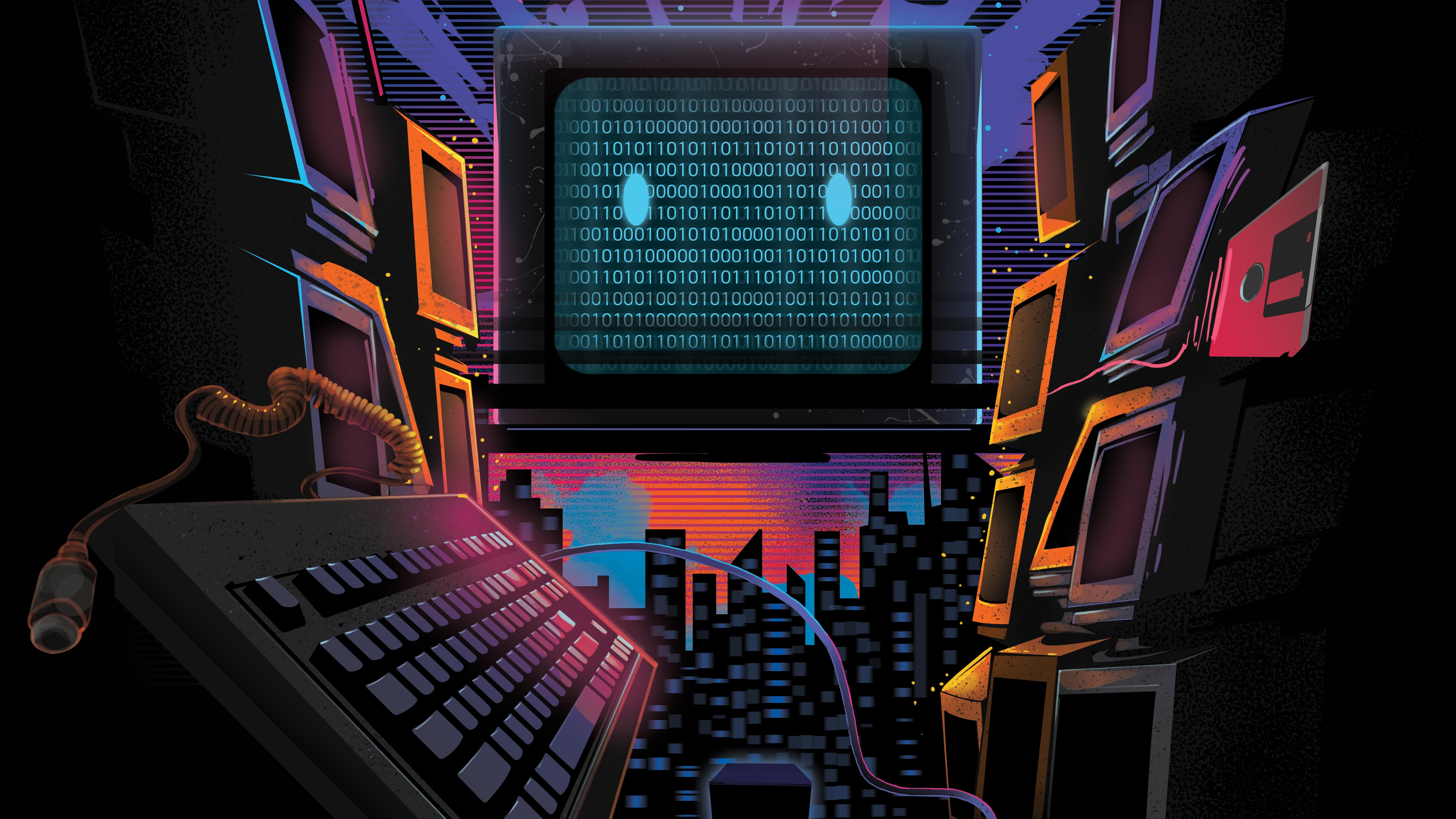 热门计算机 图片 技术 二进制 键盘 AI艺术 简单背景 高清壁纸 3840×2160