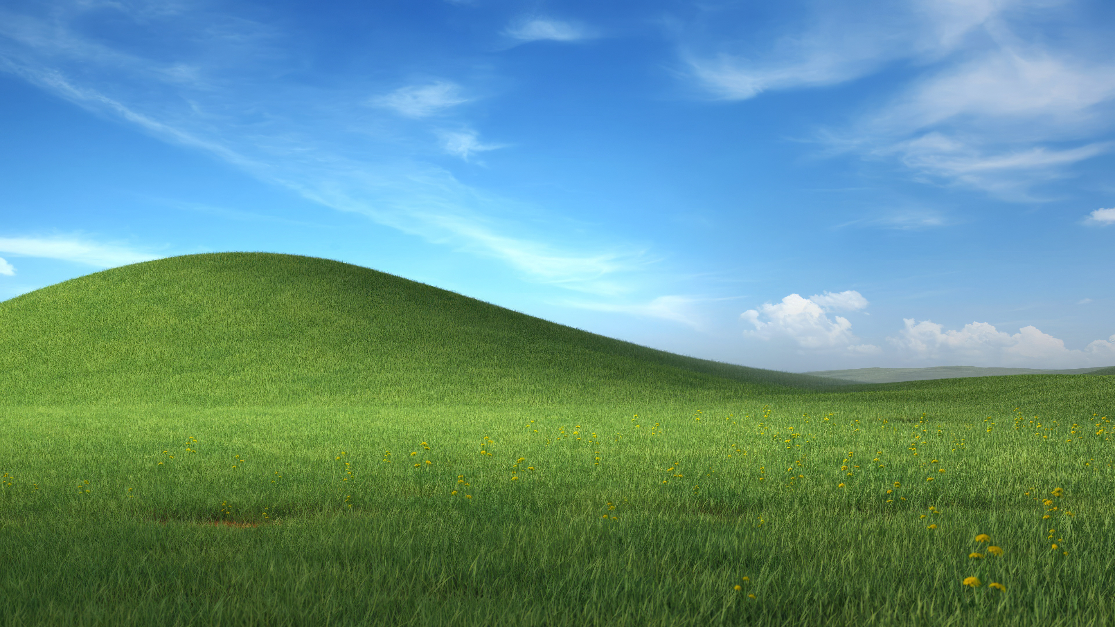 经典怀旧 天蓝 云 环境 黄花 自然 风景 草 天空 花 山 壁纸 3840×2160