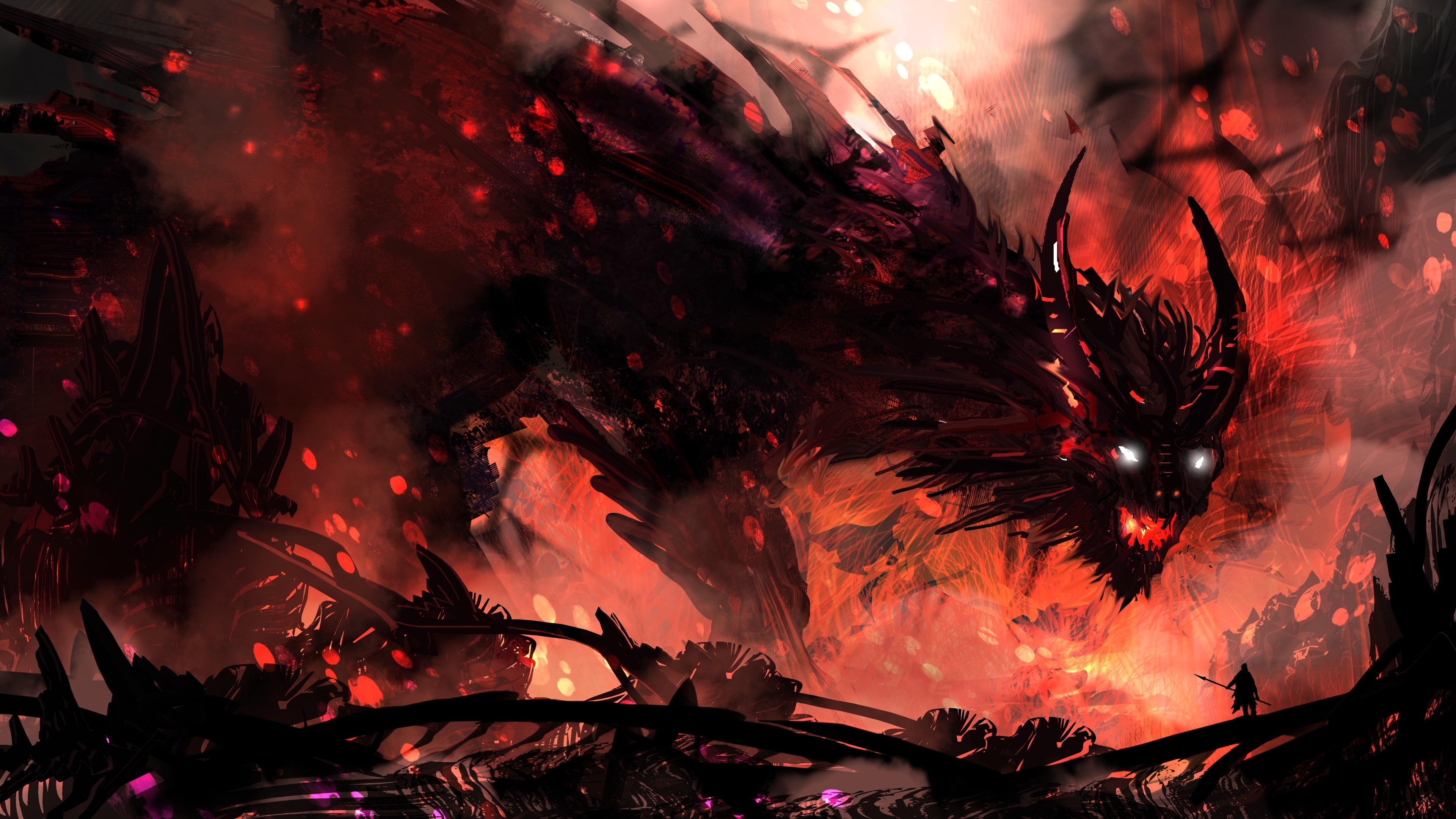 热门英雄 奇幻艺术 生物 AI艺术 邪恶 恶龙 高清壁纸 3840×2160