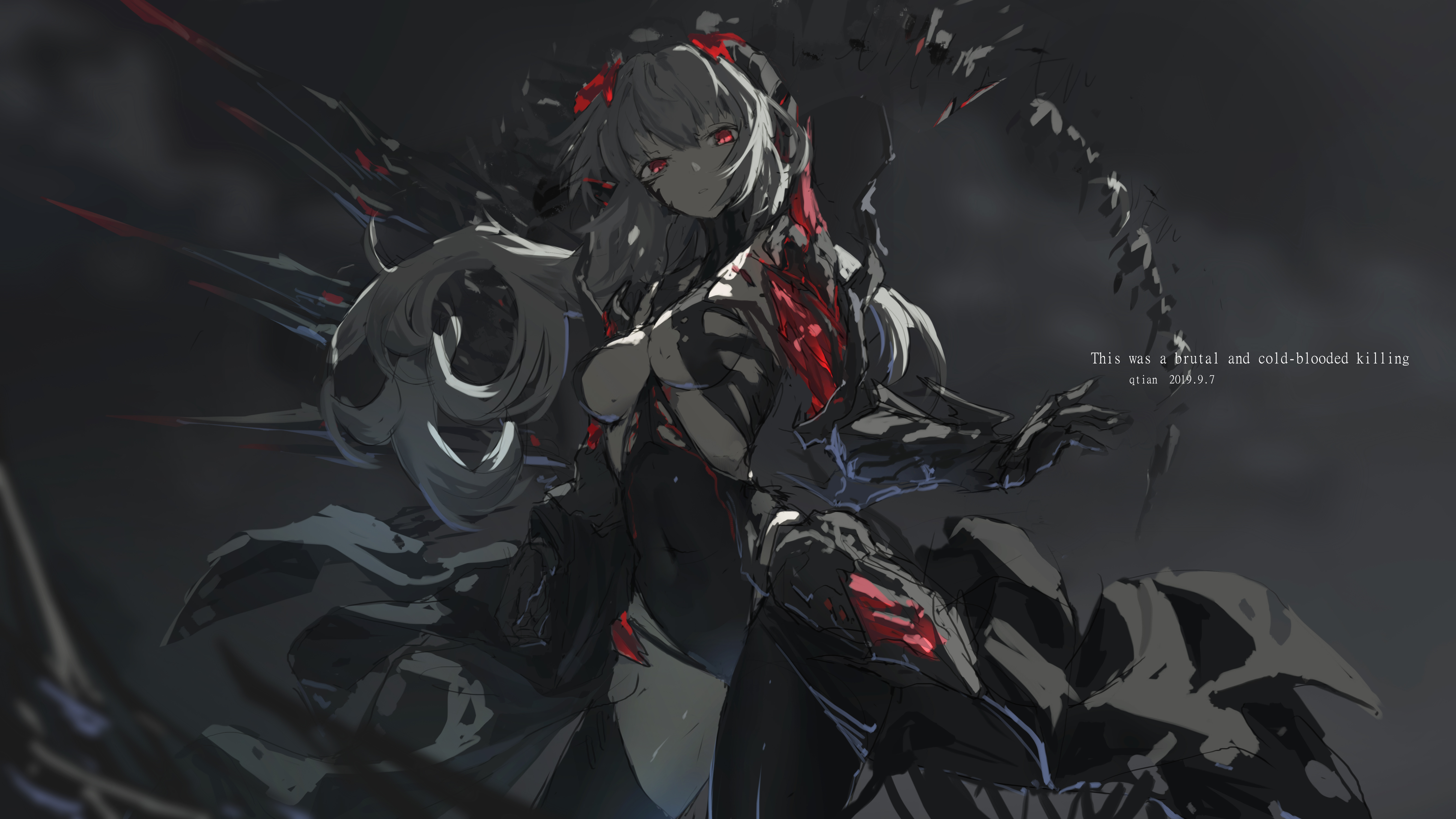 唯美原创 人物 动漫 女孩 AI艺术 插图 灰发 无水印壁纸 5335×3000