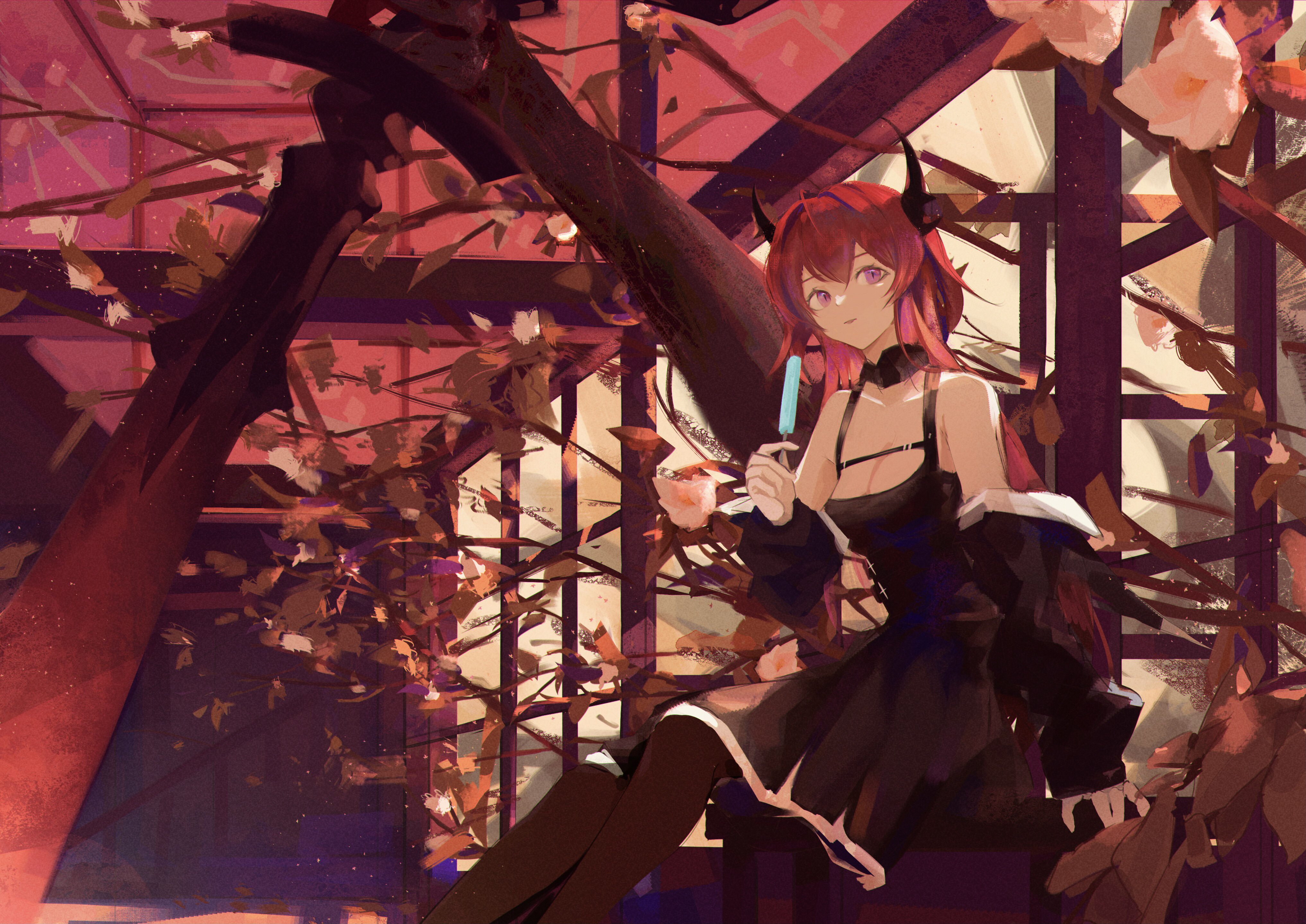 红发 动漫 女孩 明日方舟 角 4K高清壁纸 4067×2877