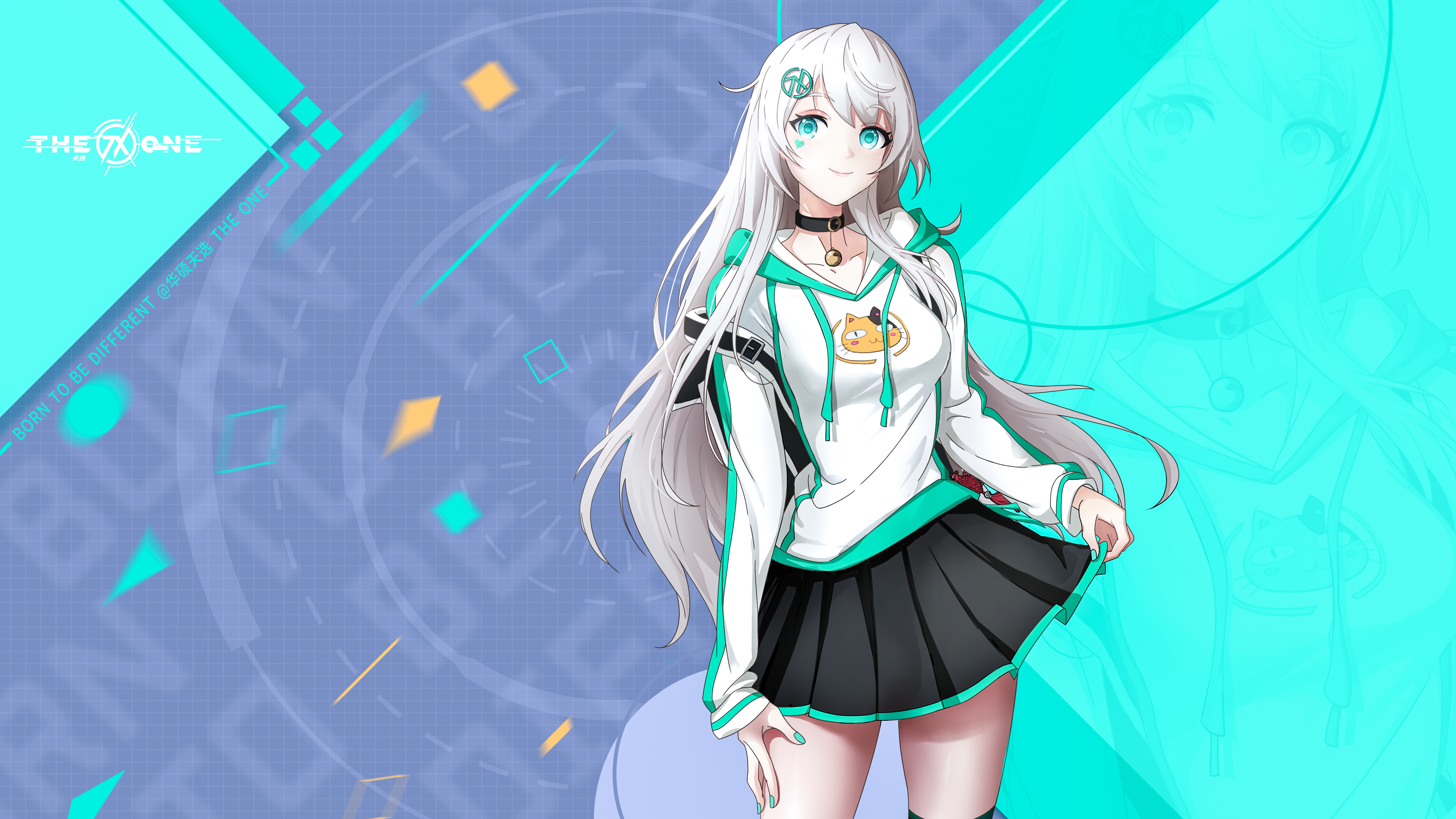 热门独一无二 动漫 女孩 青色 高清壁纸 4535×2551