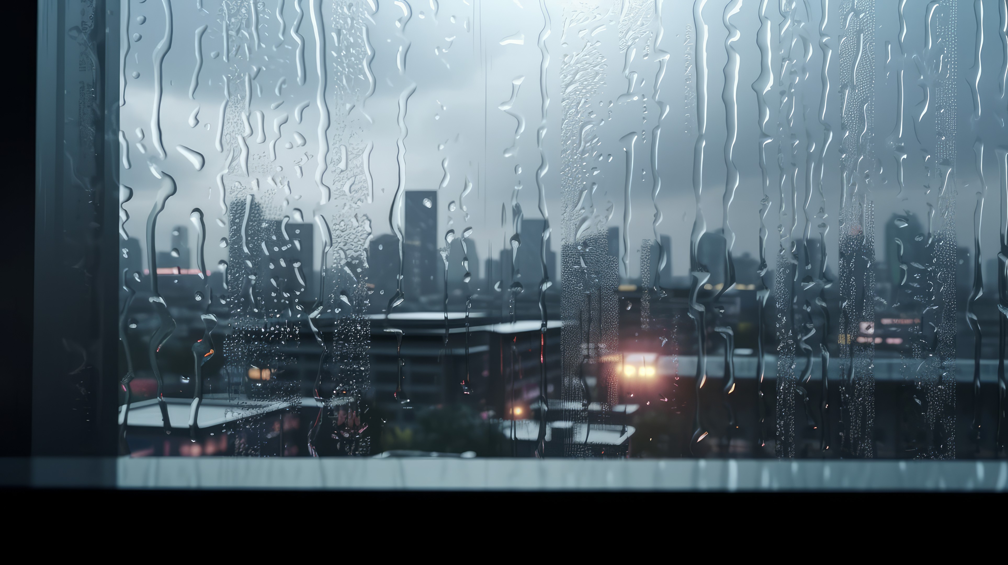 城市 雨 窗 建筑 艺术 4K高清壁纸 3854×2160