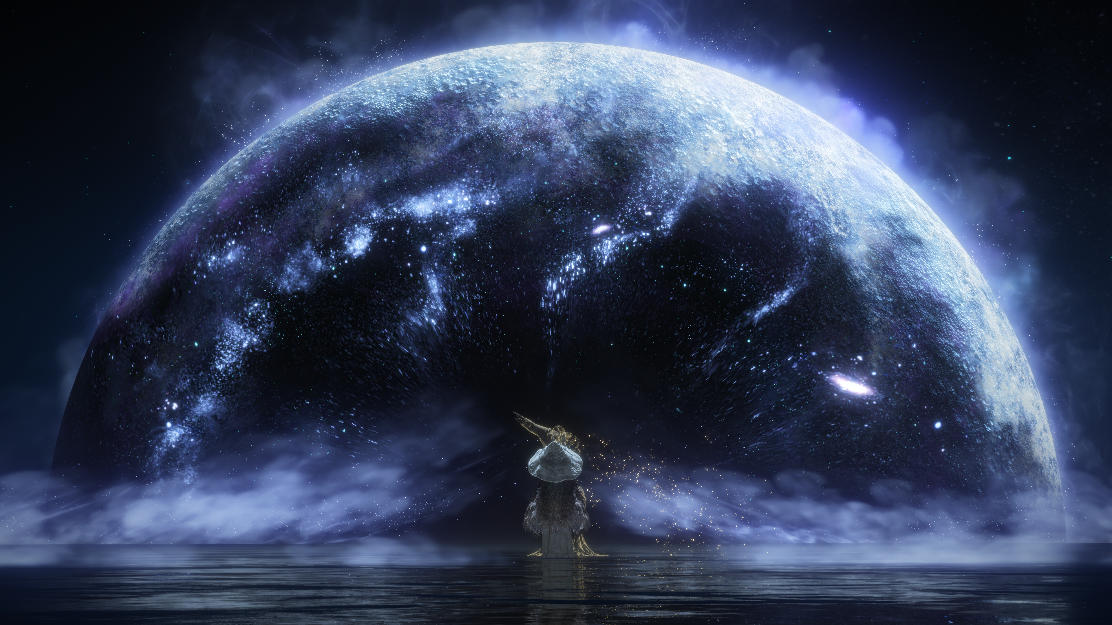 月亮 空间 星星 游戏CG 水 手机壁纸 3840×2160