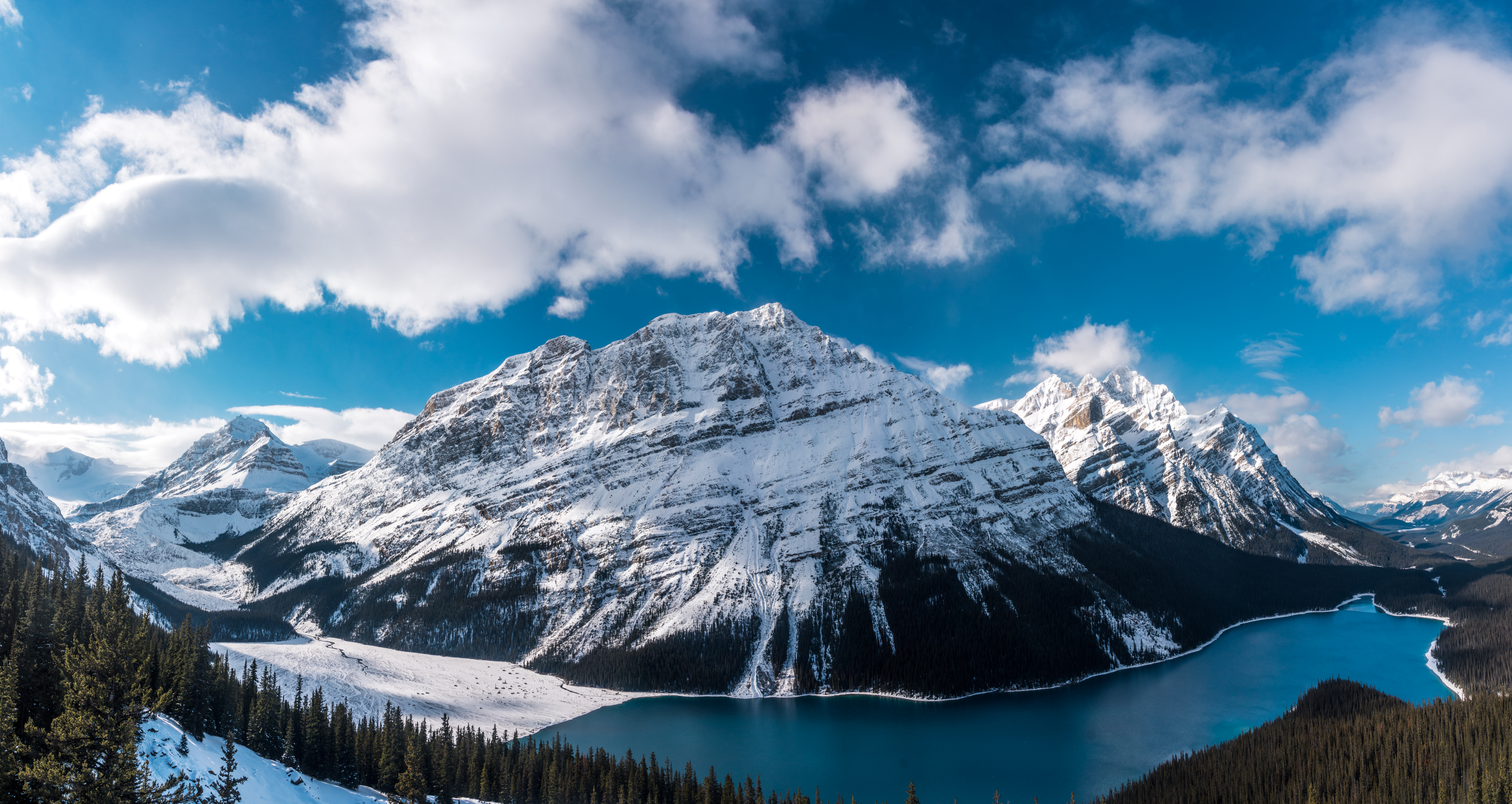 热门风景 自然 雪 森林 湖泊 4K壁纸 7000×3723