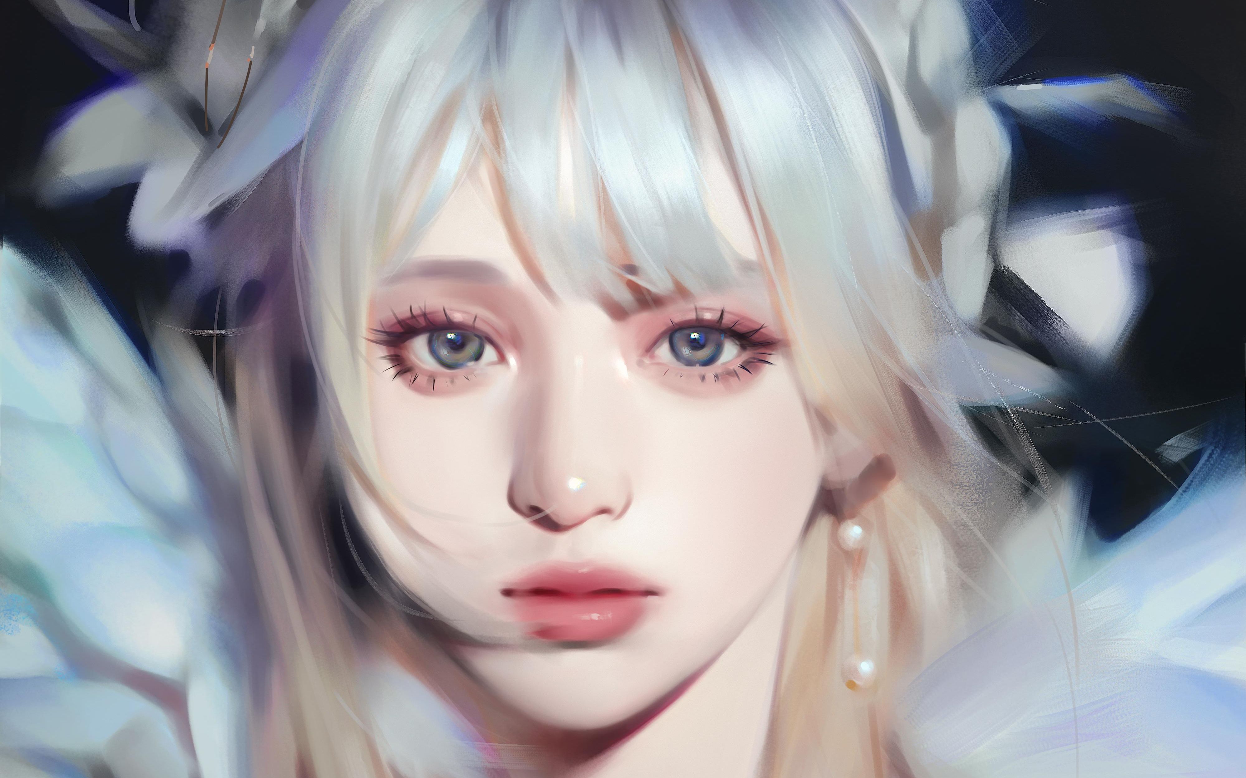 热门女 艺术家 脸 长发 特写 AI艺术 高清壁纸 4000×2500