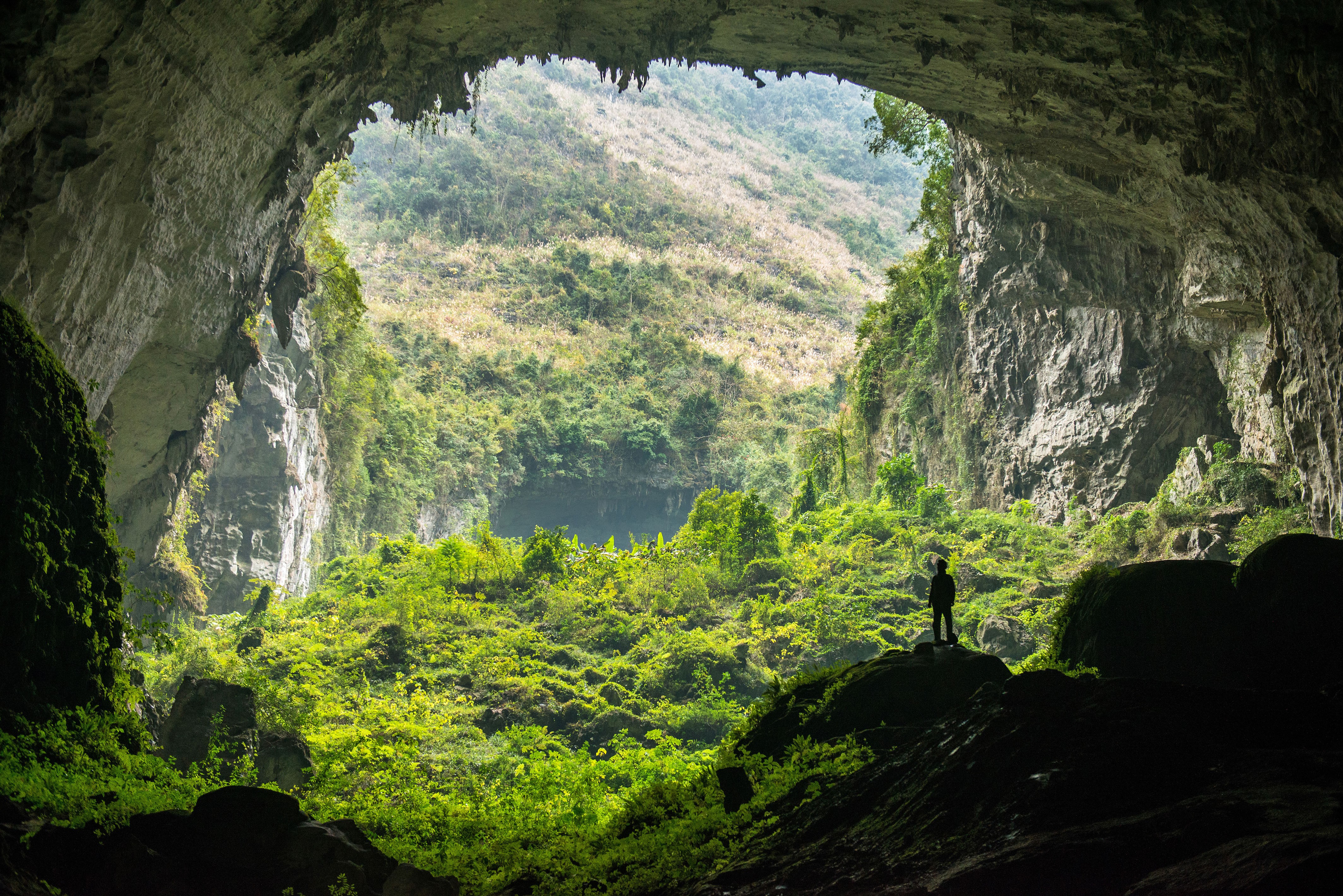 高清自然 洞穴 丛林 岩石 山脉 壁纸 4255×2840