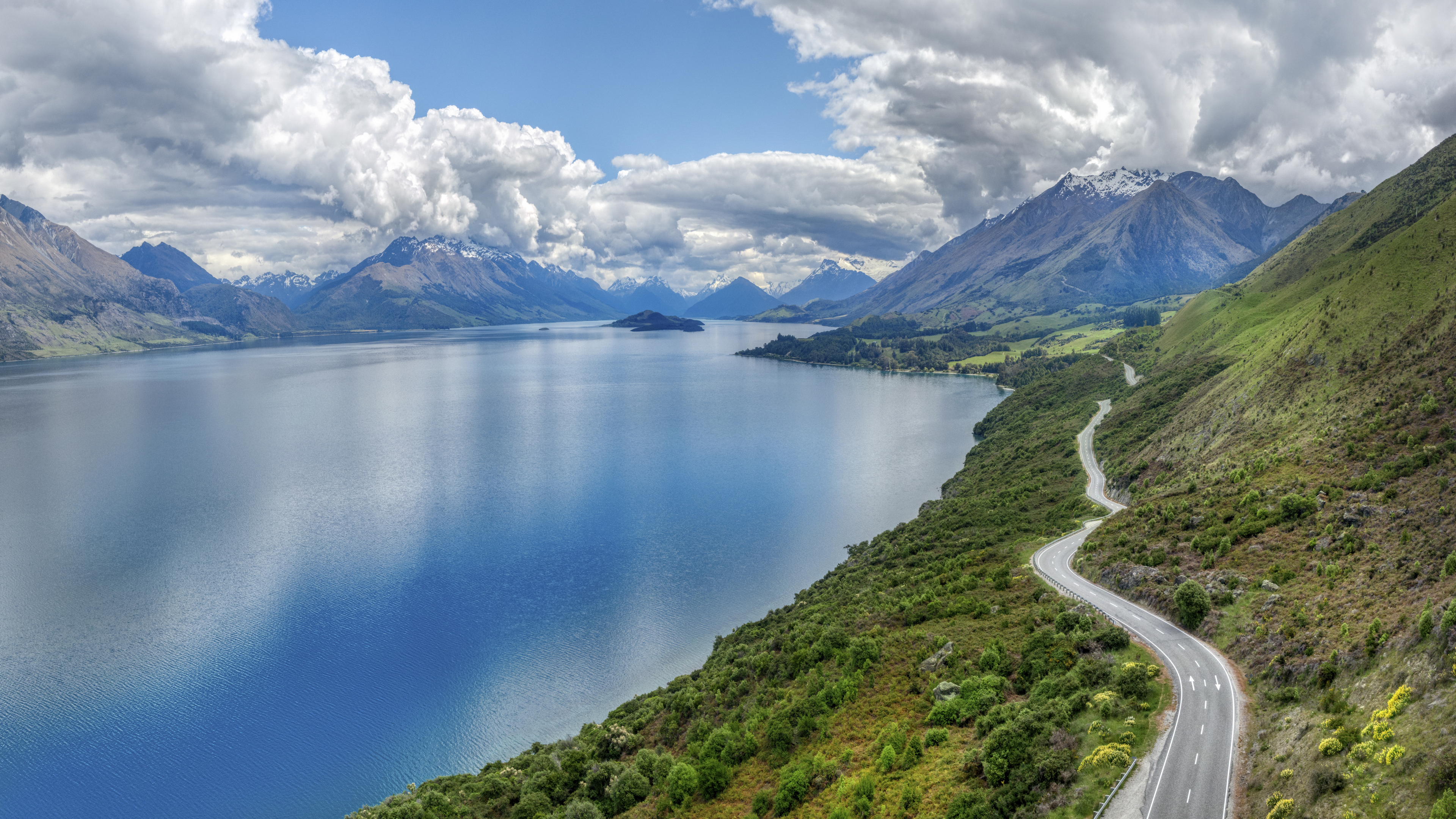 超清风景 自然 水 道路 山 云 海 4K壁纸 3840×2160