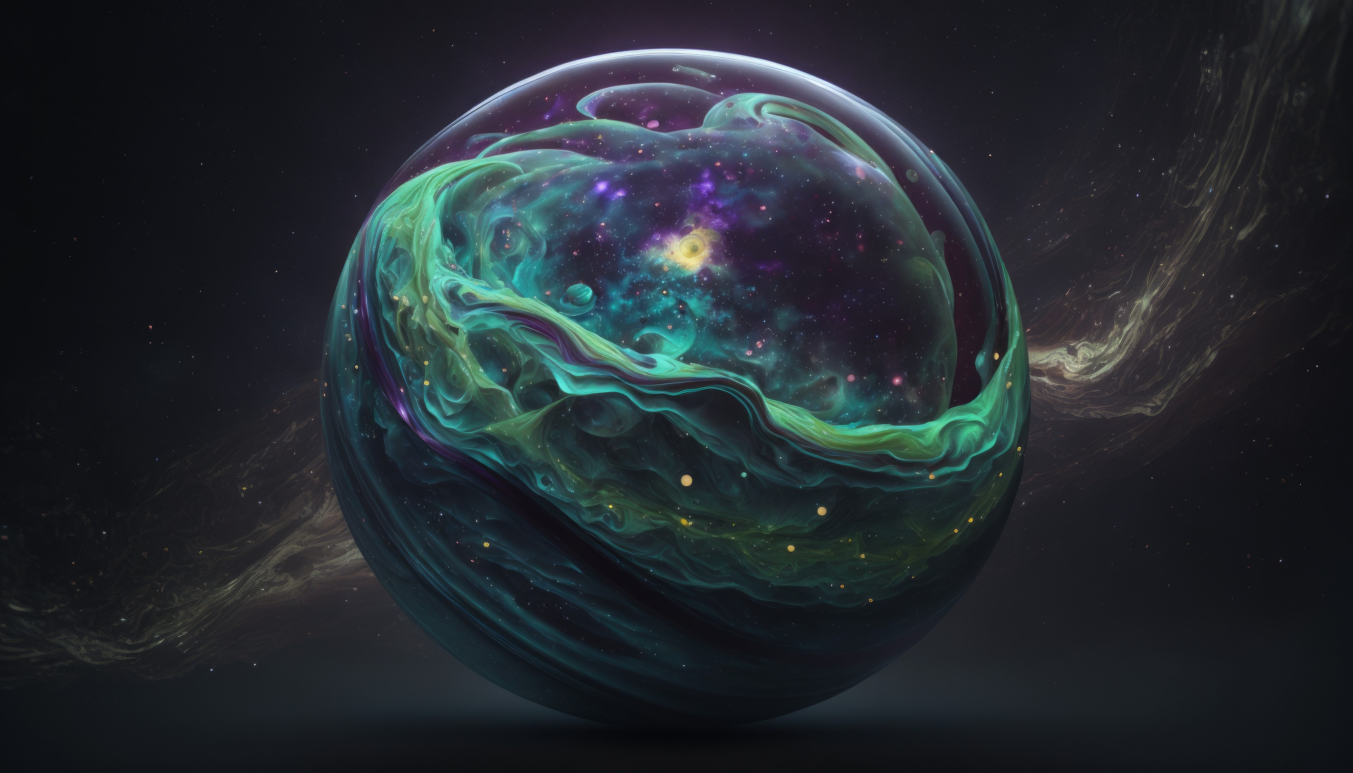 艺术 插图 大理石 伽利 星星 空间 4K高清壁纸 4579×2616