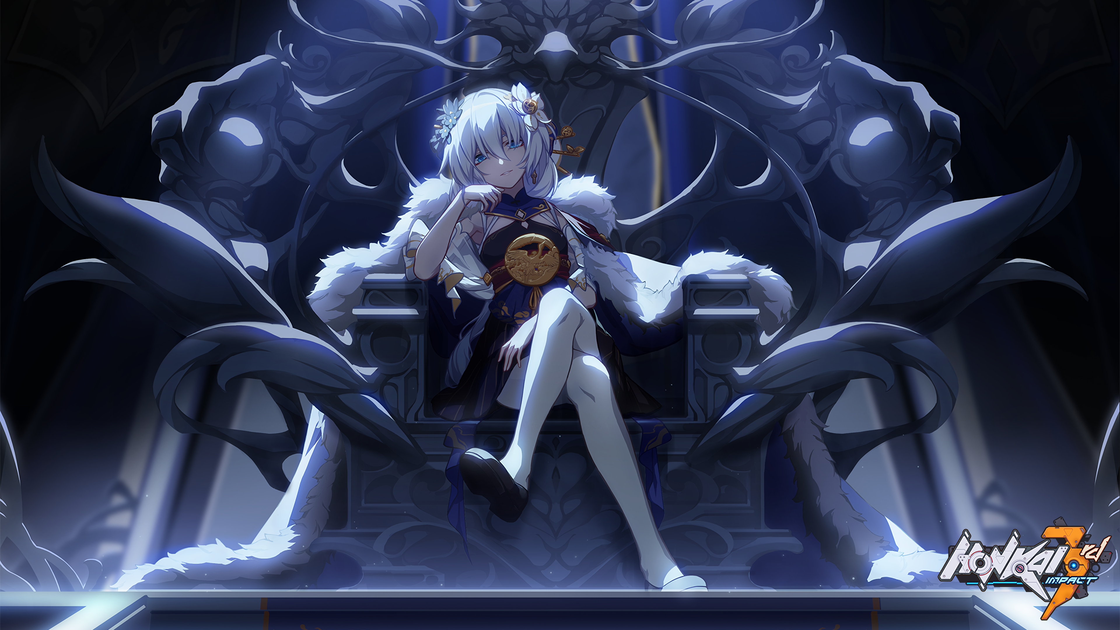 热门启示录 蓝眼睛 王座 动漫 女孩 高清壁纸 3840×2160