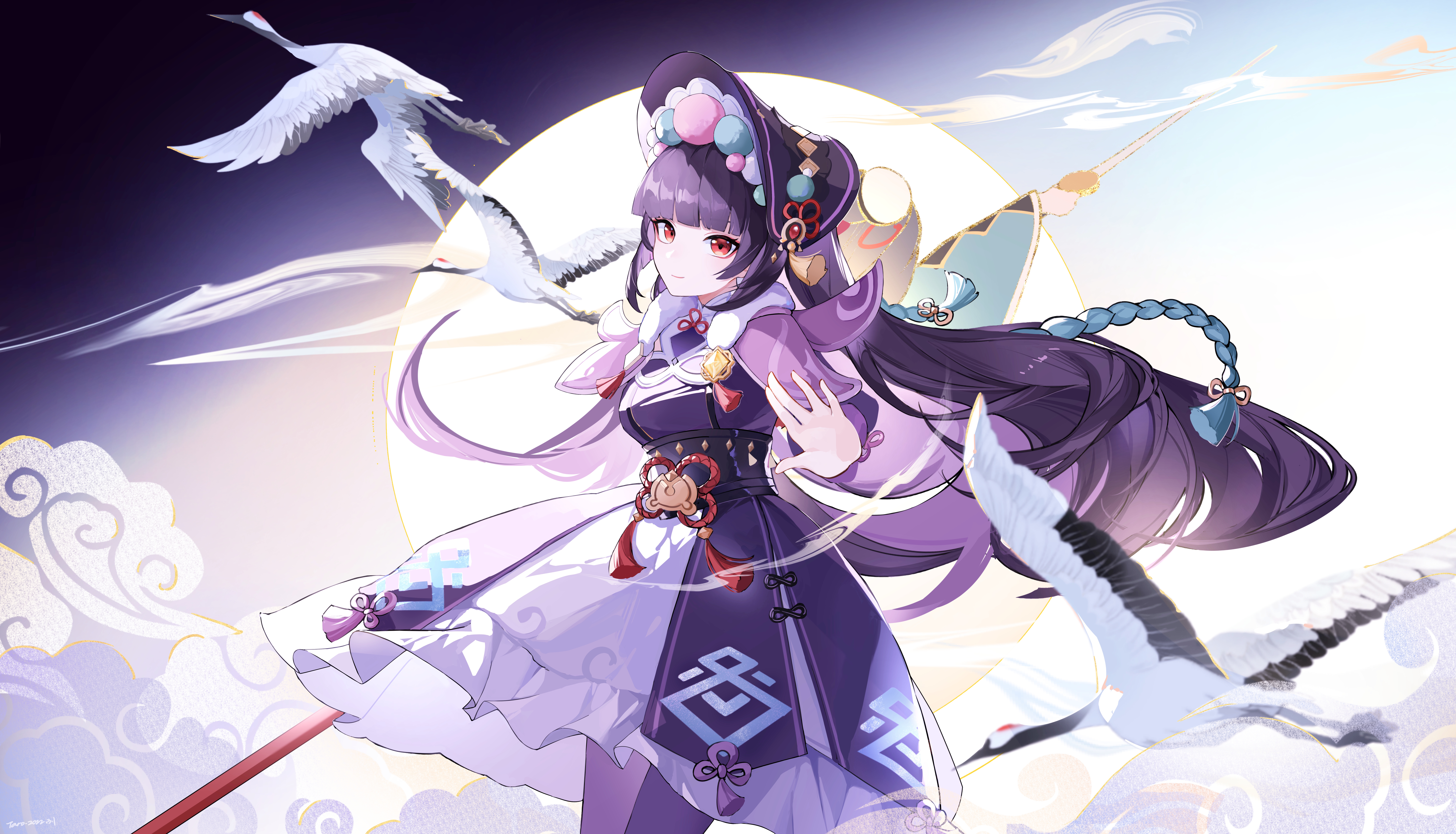 精选红眼睛 动漫 女孩 云锦 玄心影响 鸟 鹅 动物 无水印壁纸 7846×4493