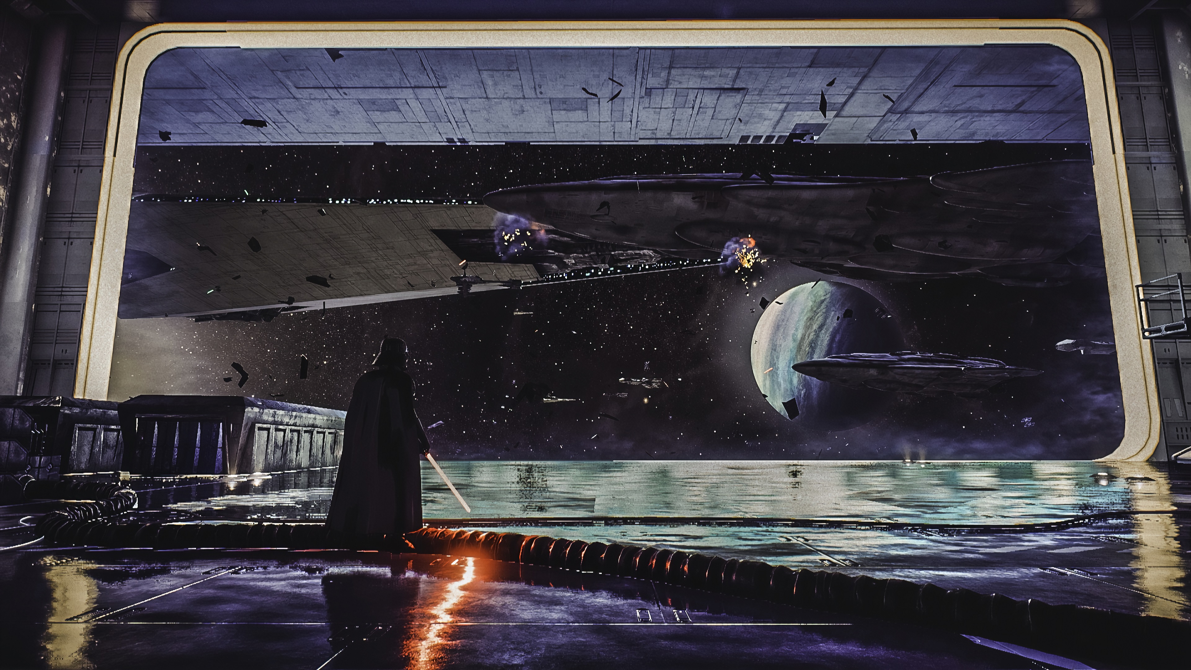 绝美维达 星球大战 科幻小说 宇宙 飞船 光剑 壁纸 3840×2160