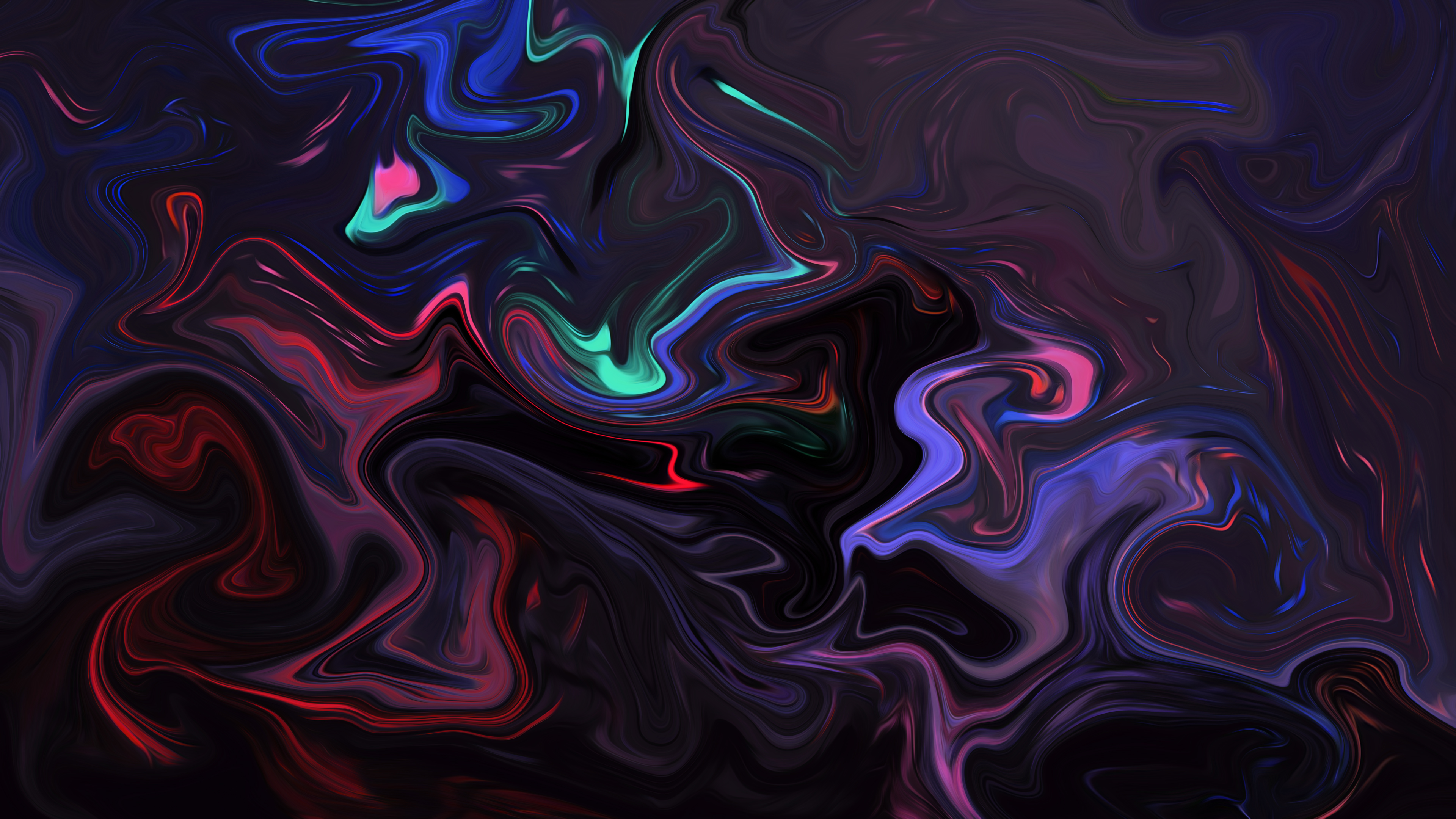 绚丽抽象 流体 液体 图稿 彩色 形状 深色 壁纸 3840×2160