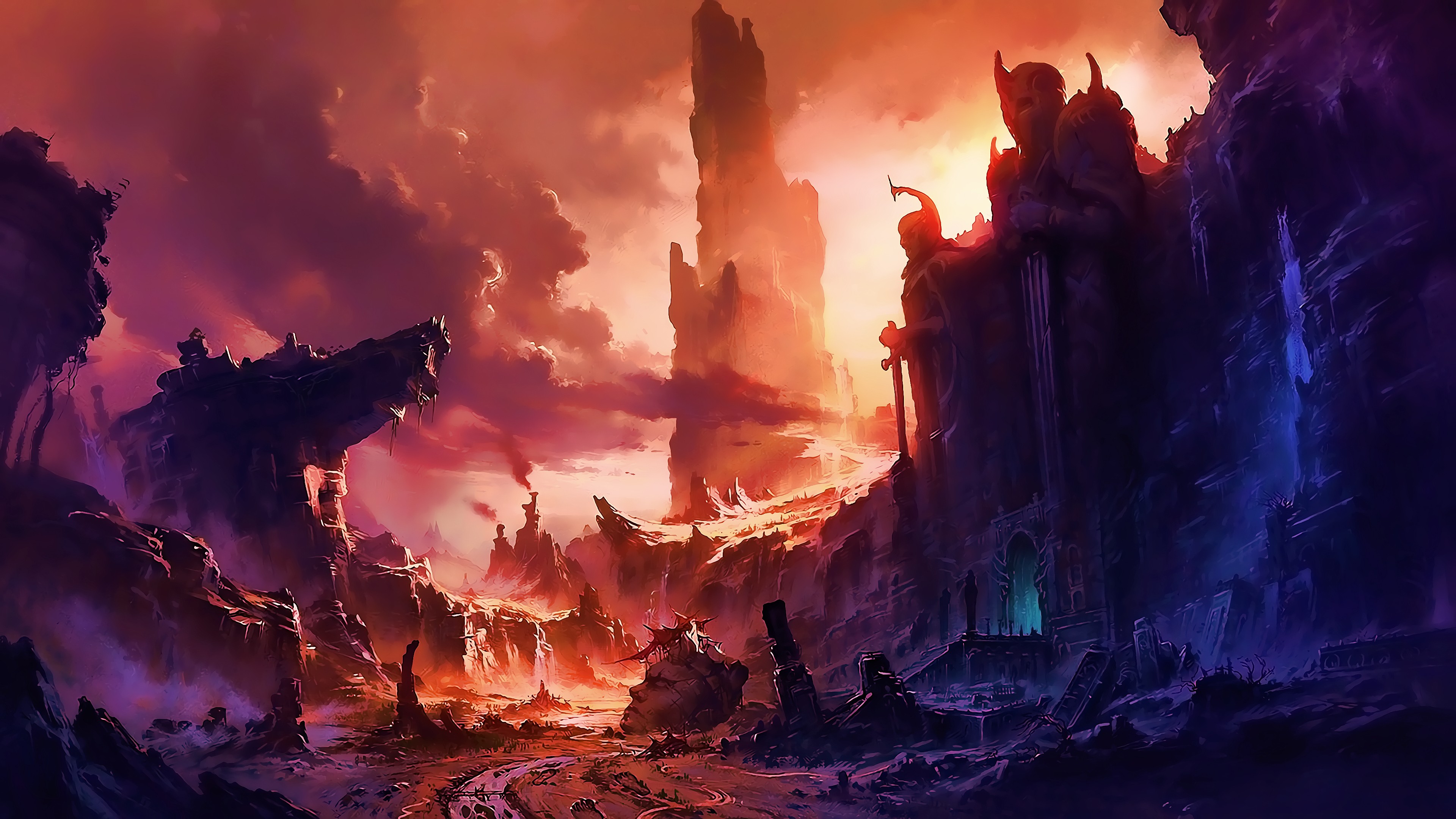 奇幻艺术 废墟 指环王 AI艺术 风景 人工智能艺术 4K高清壁纸 3840×2160