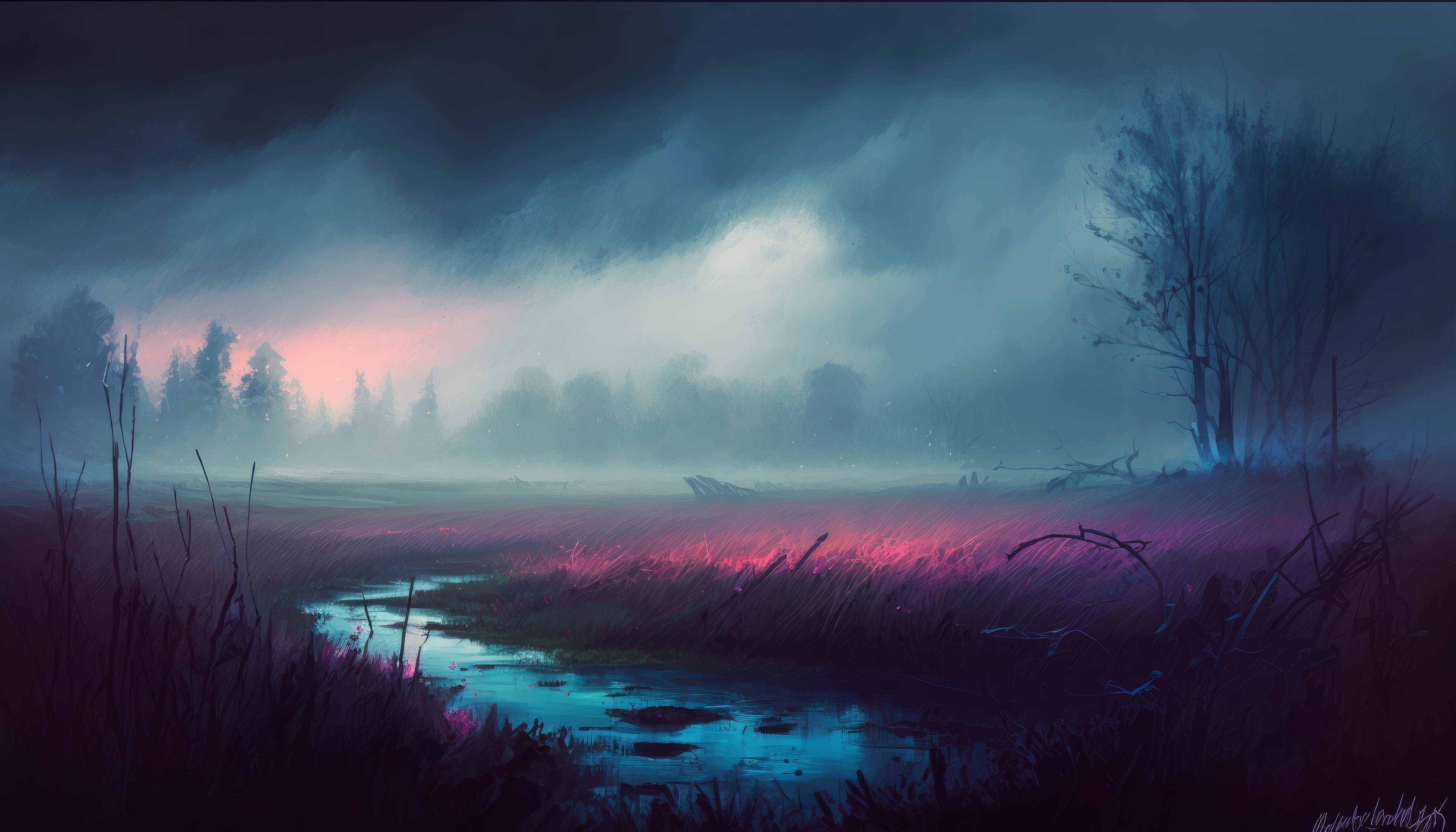 艺术 云 风景 插图 自然 树木 壁纸 4579×2616