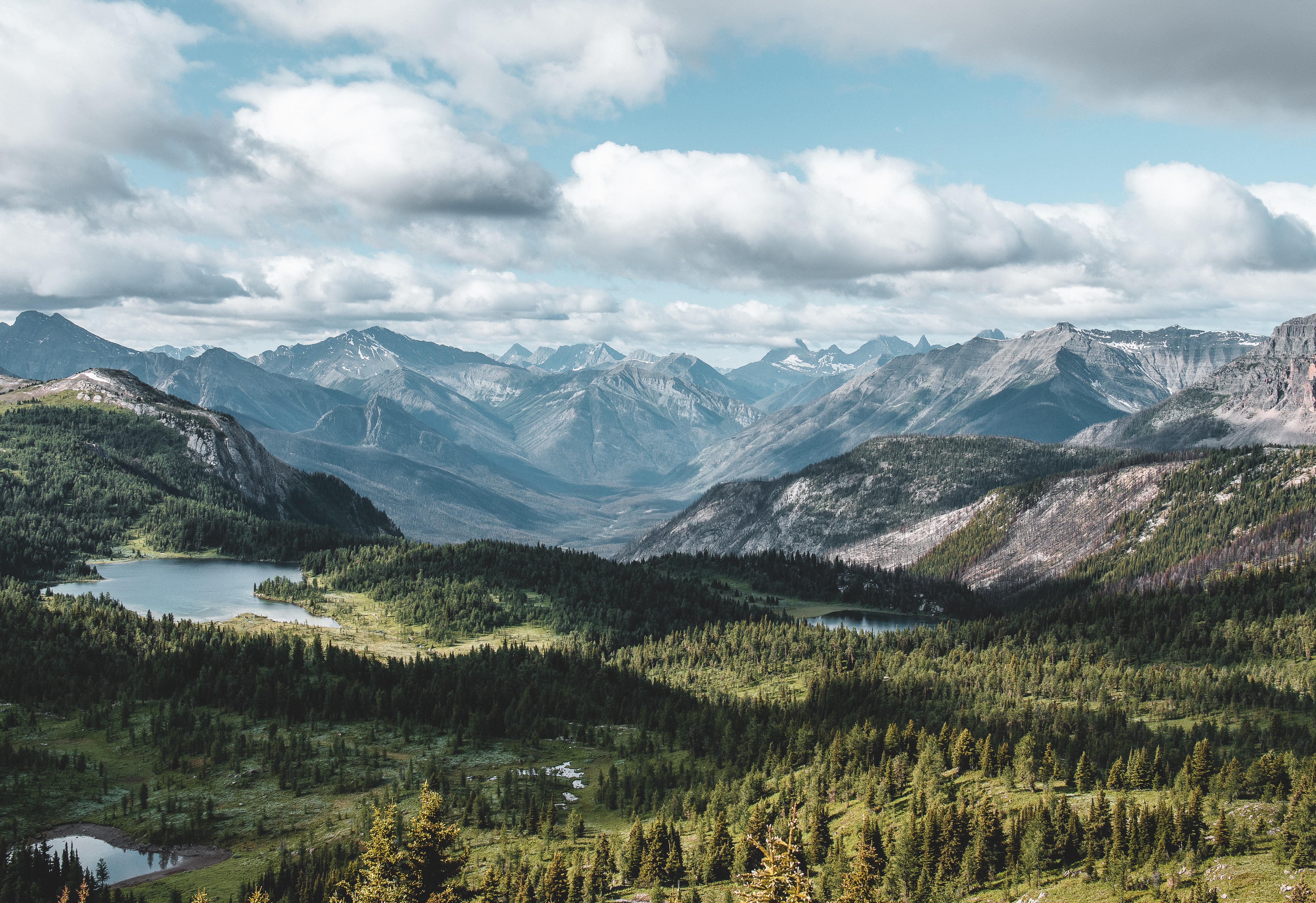 风景 山脉 自然 湖泊 水 云 森林 树木 4K高清壁纸 5184×3556