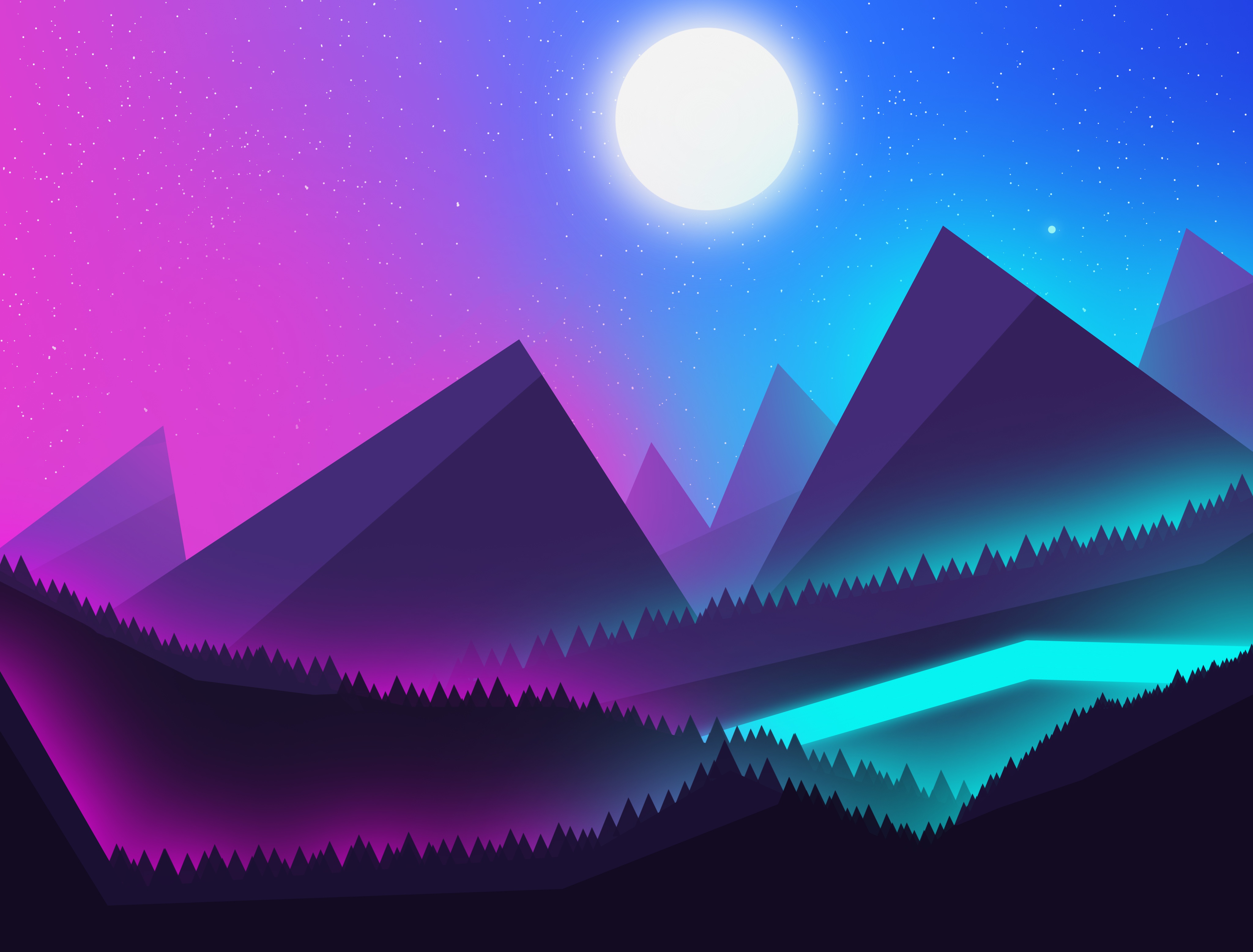 绝美抽象 自然 风景 AI艺术 粉色 青色 手机壁纸 4096×3112
