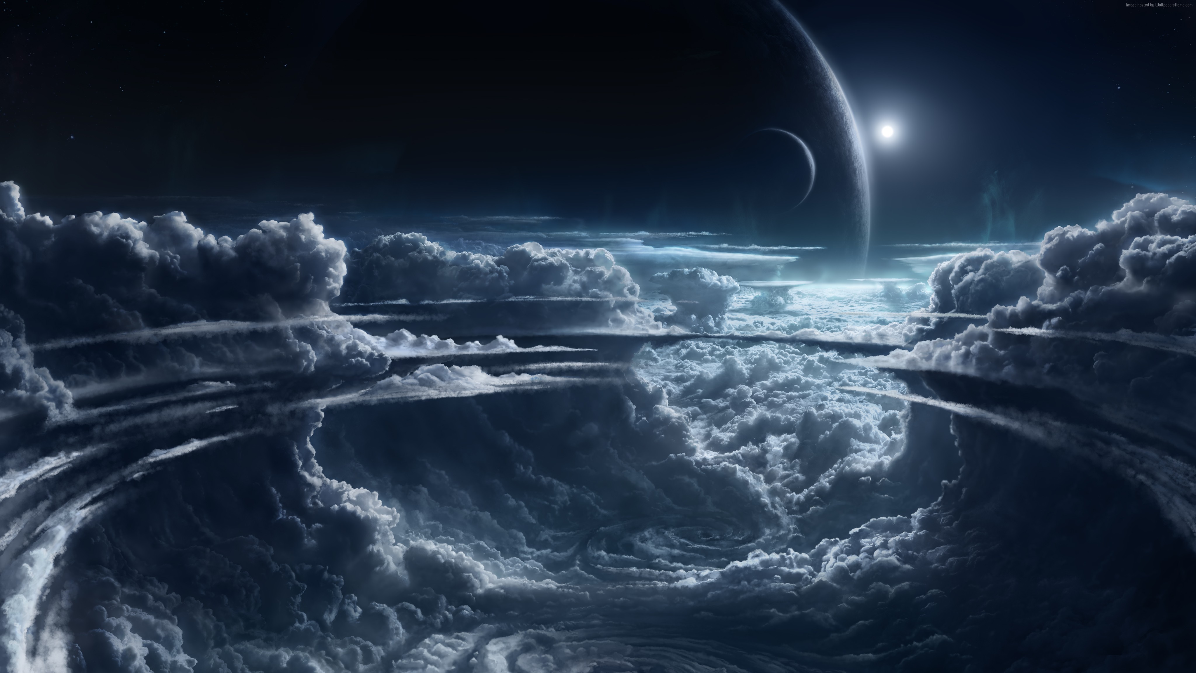 云 科幻 行星 太空 太空艺术 AI艺术 高清壁纸 4096×2304