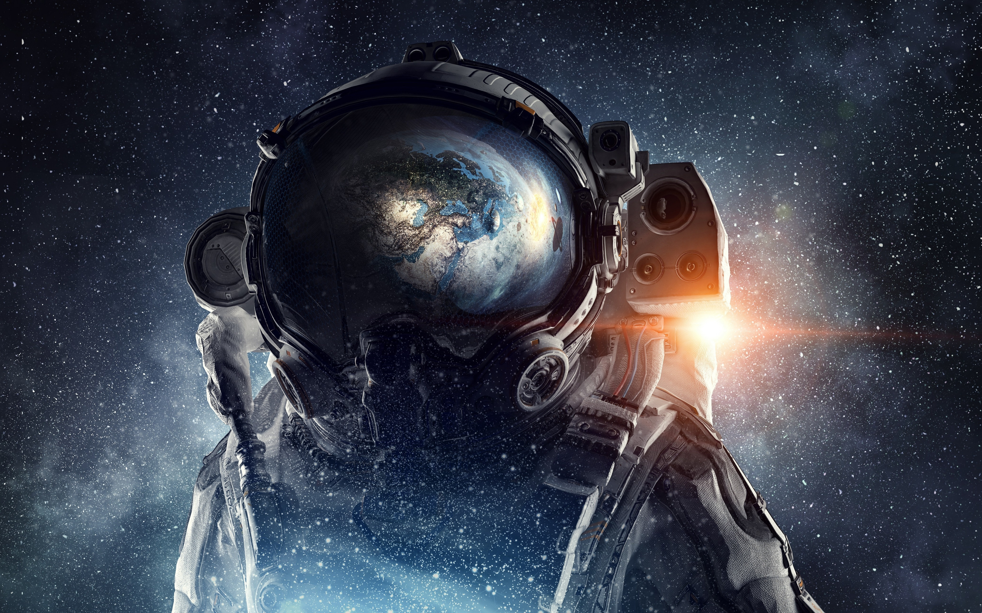 绚丽宇航员 太空 星星 伽利 行星 太空艺术 AI艺术 无水印壁纸 3840×2400