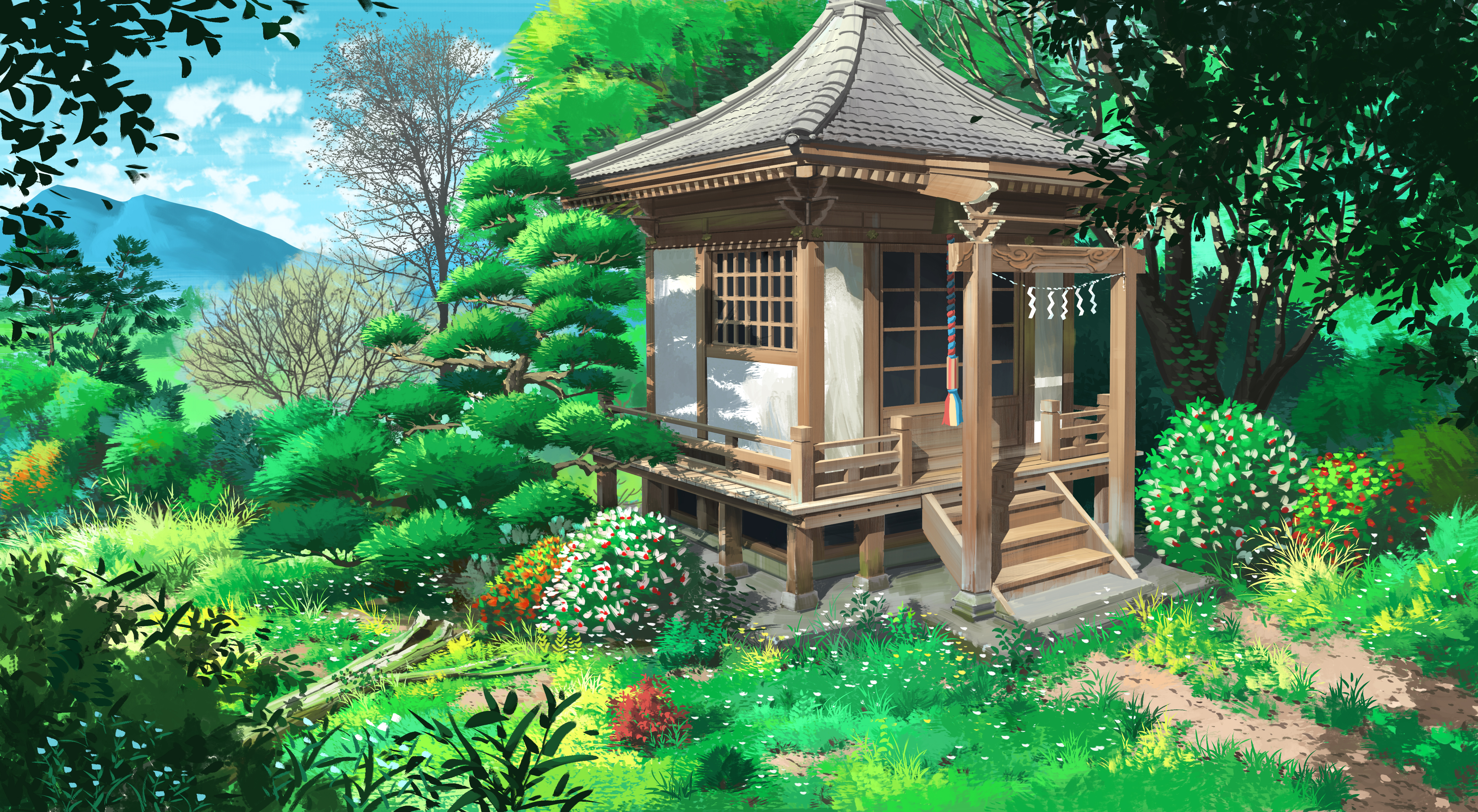 AI艺术 森林 植物 建筑 景观 4K高清壁纸 4893×2690