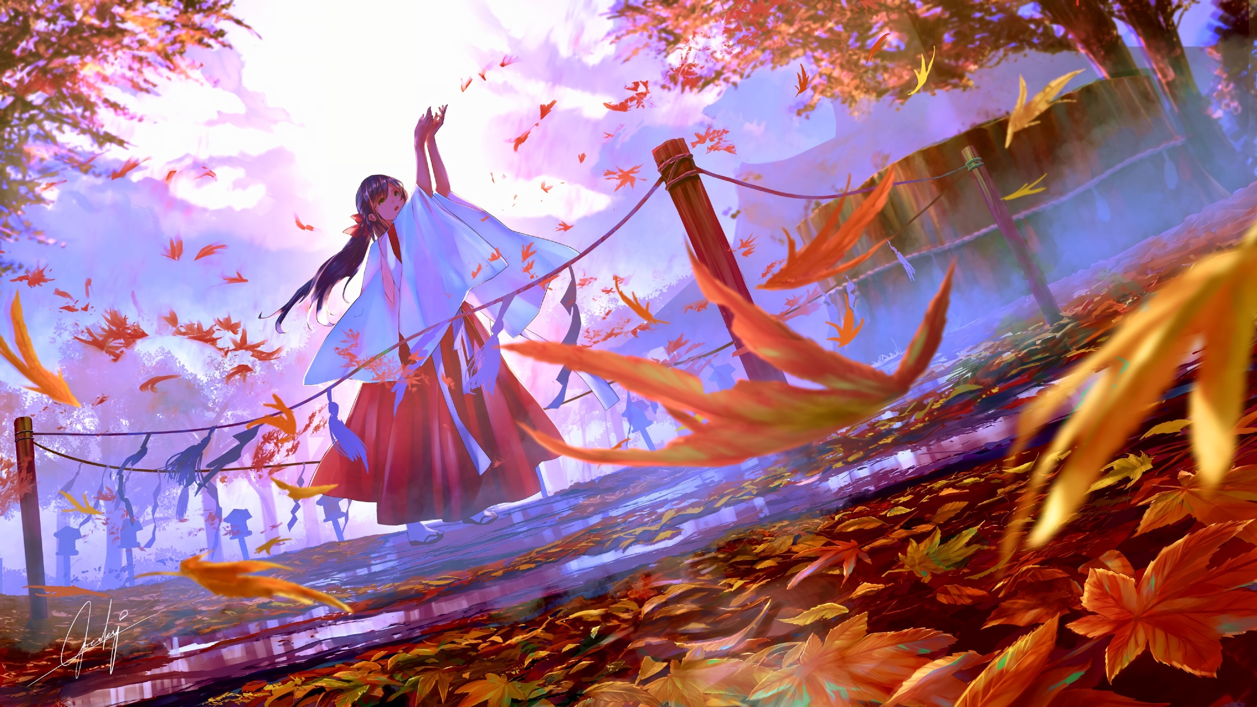 动漫 女孩 AI艺术 艺术作品 服装 秋季 无水印壁纸 4085×2298