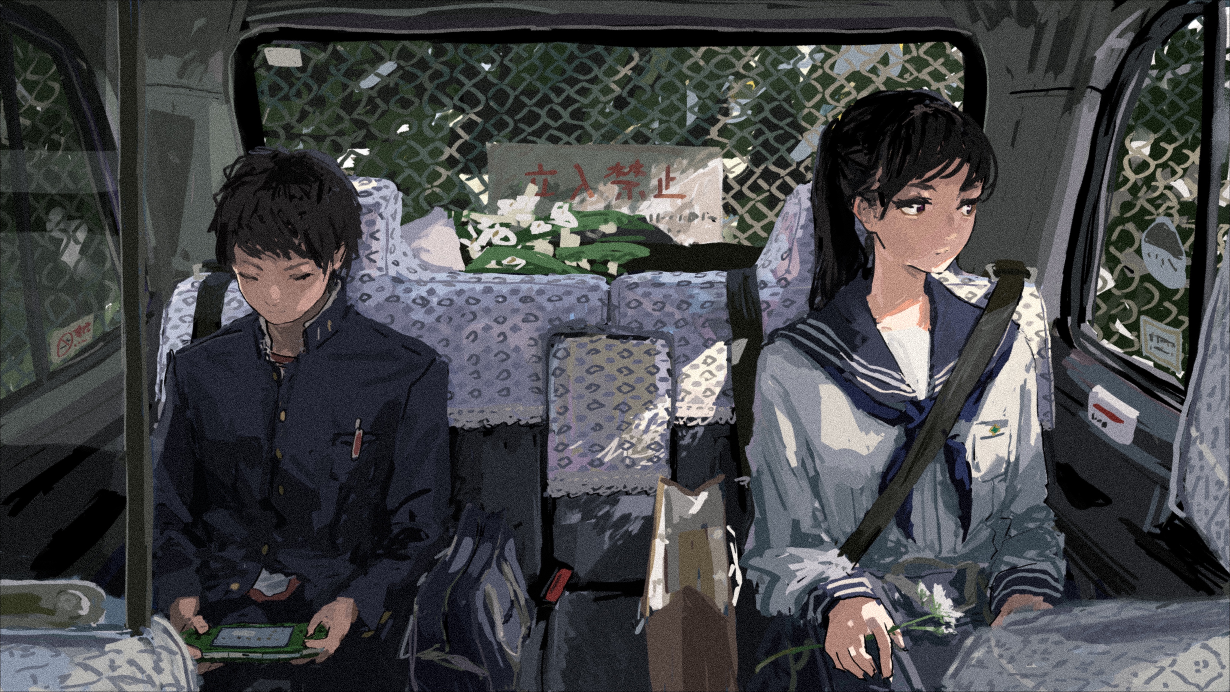 原创 人物 动漫 男孩 女孩 校服 壁纸 4096×2304