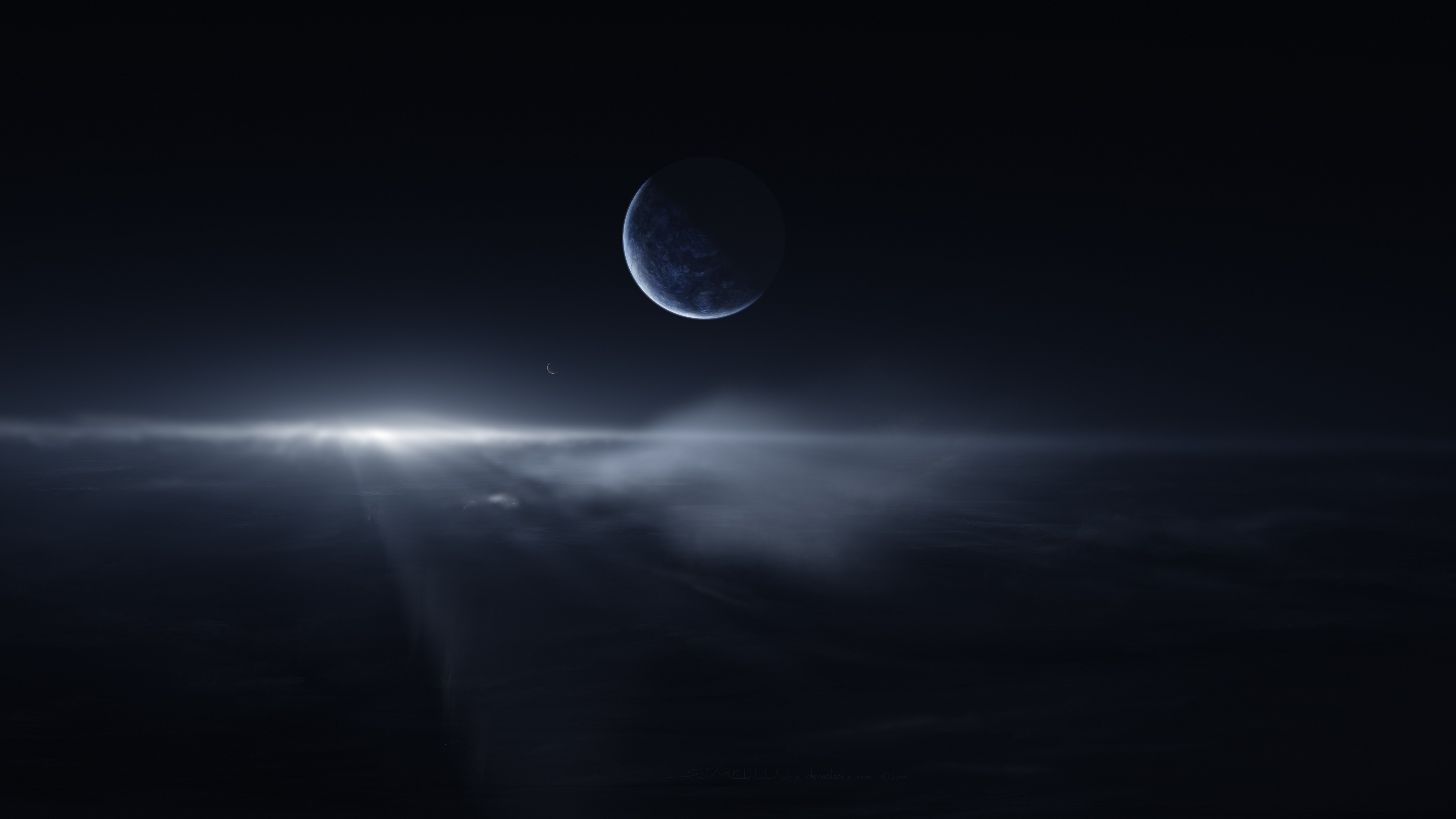 经典星空 太空 伽利 星星 月亮 星云 云 月光 太空艺术 AI艺术 壁纸 5120×2880