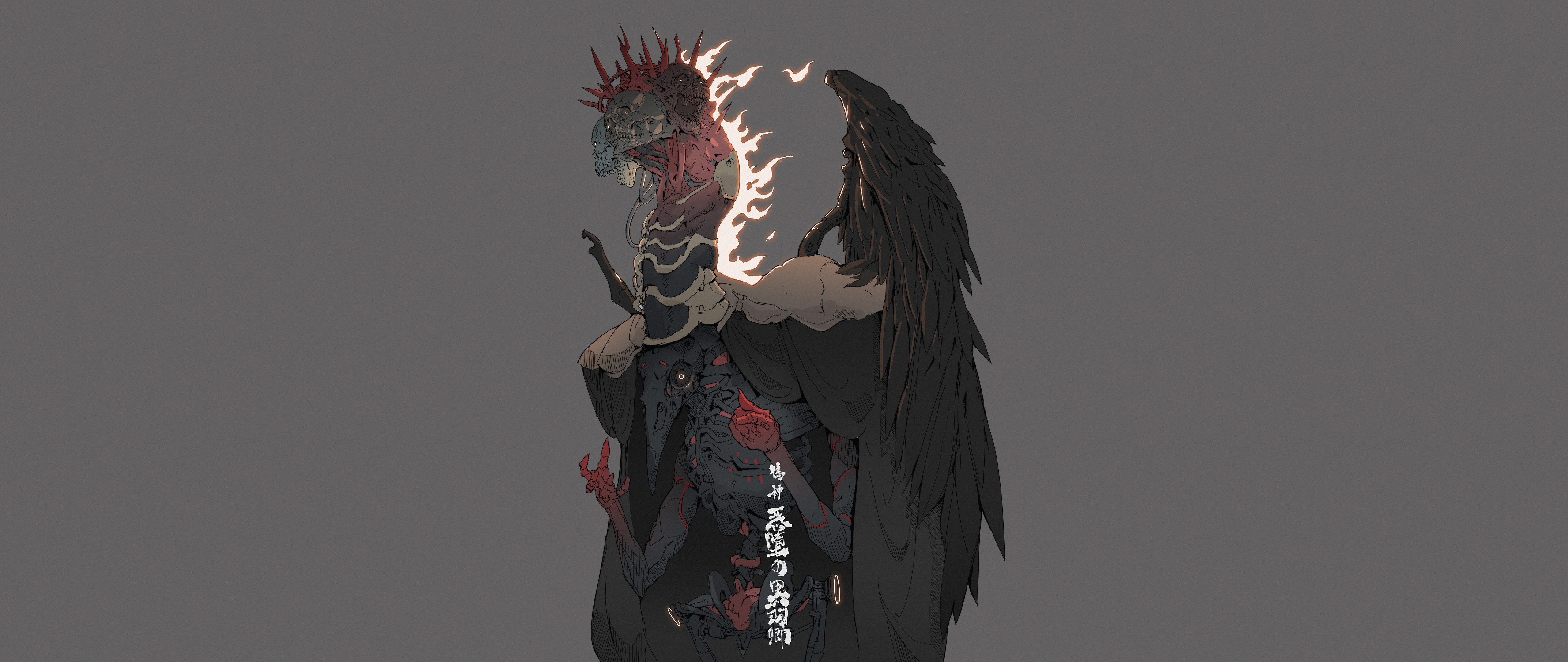 清野 骷髅 不死 机器人 恐怖 手机壁纸 5120×2160