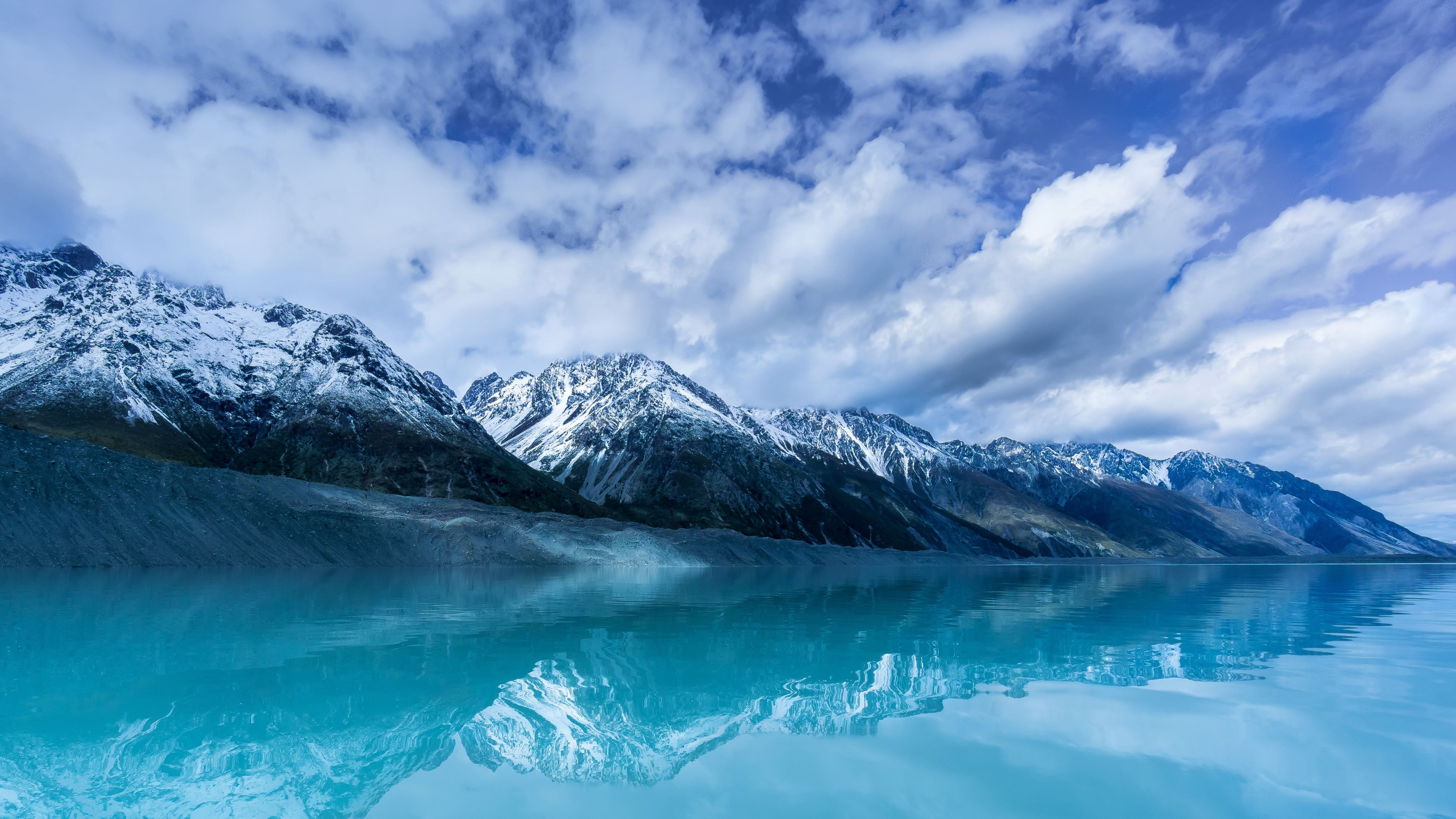 雪 冬天 湖 青色 风景 手机壁纸 4580×2575