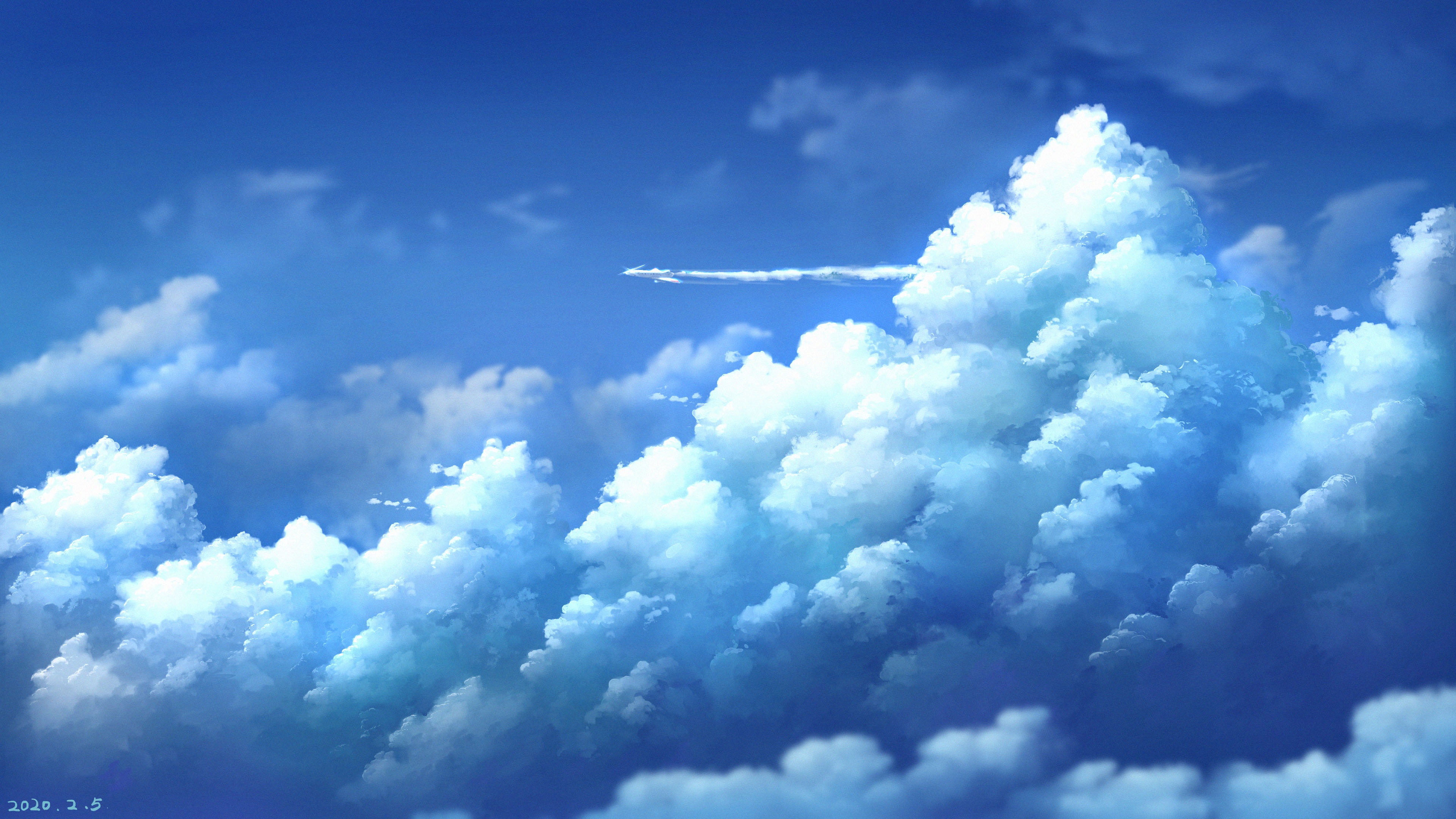 超清天空 云 图稿 年 蓝色 高清壁纸 3840×2160