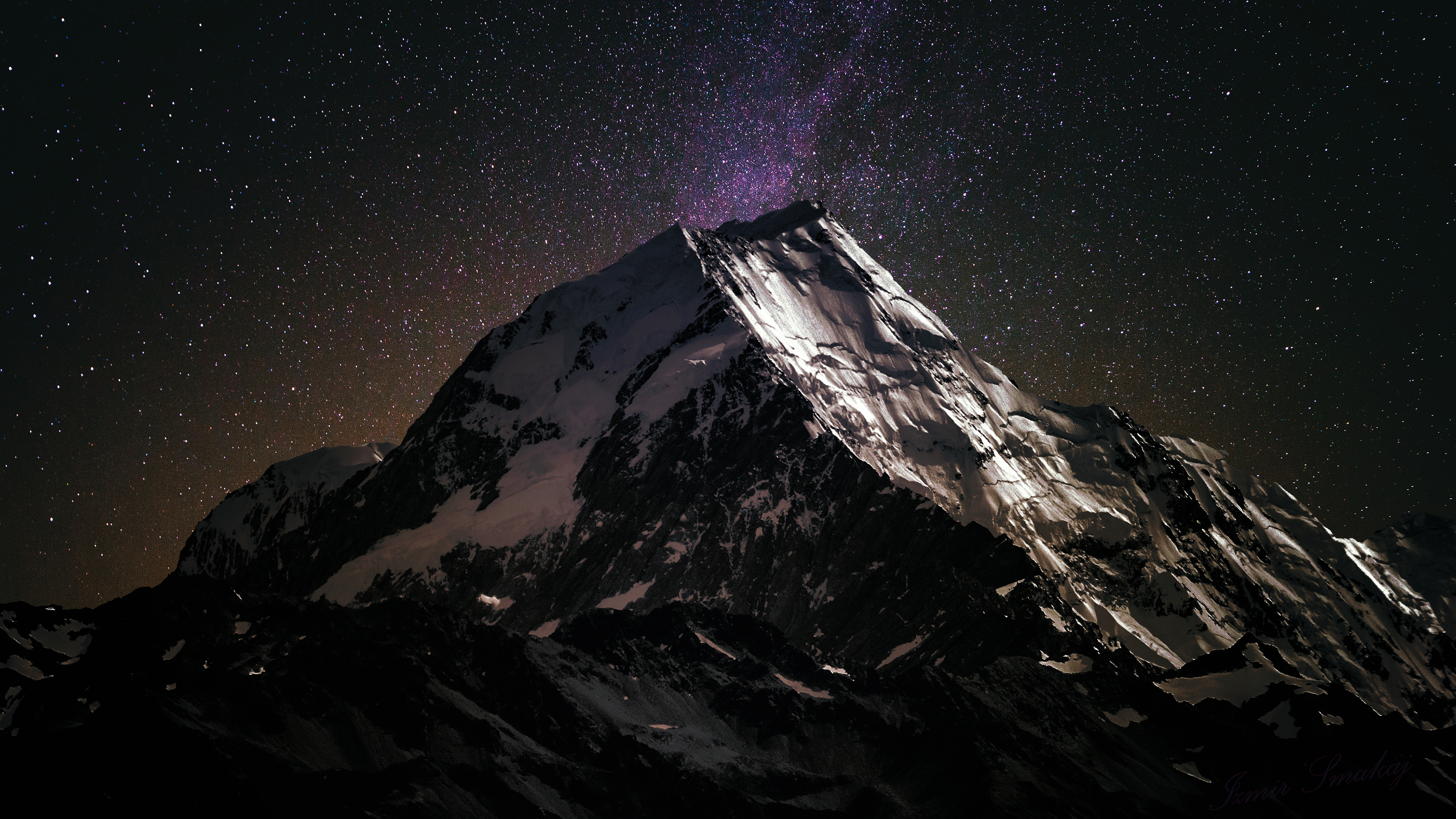 风景 山脉 星星 晴朗 晴空 天空 4K高清壁纸 3840×2160