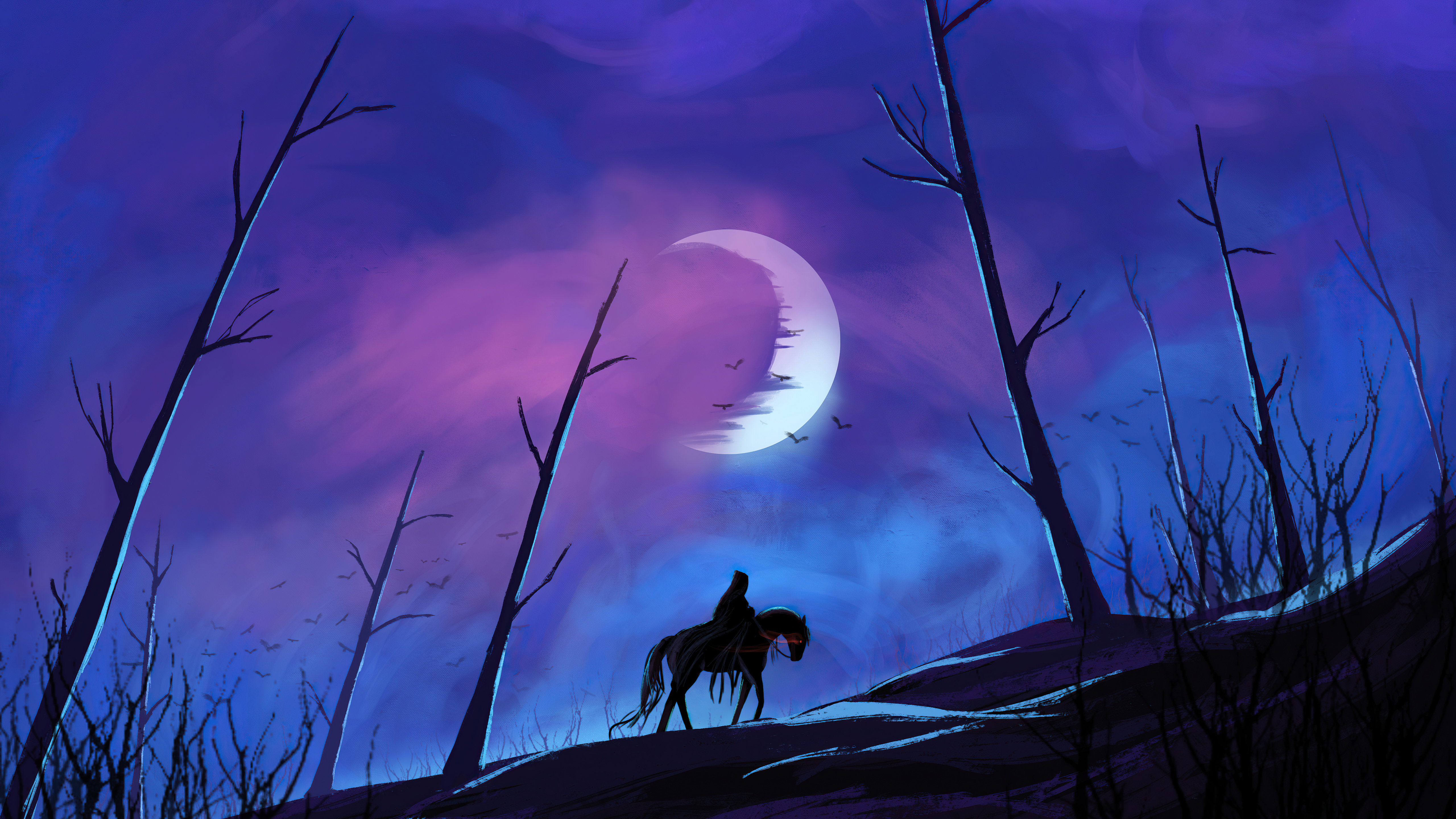 高清AI艺术 奇幻艺术 夜晚 壁纸 5120×2880