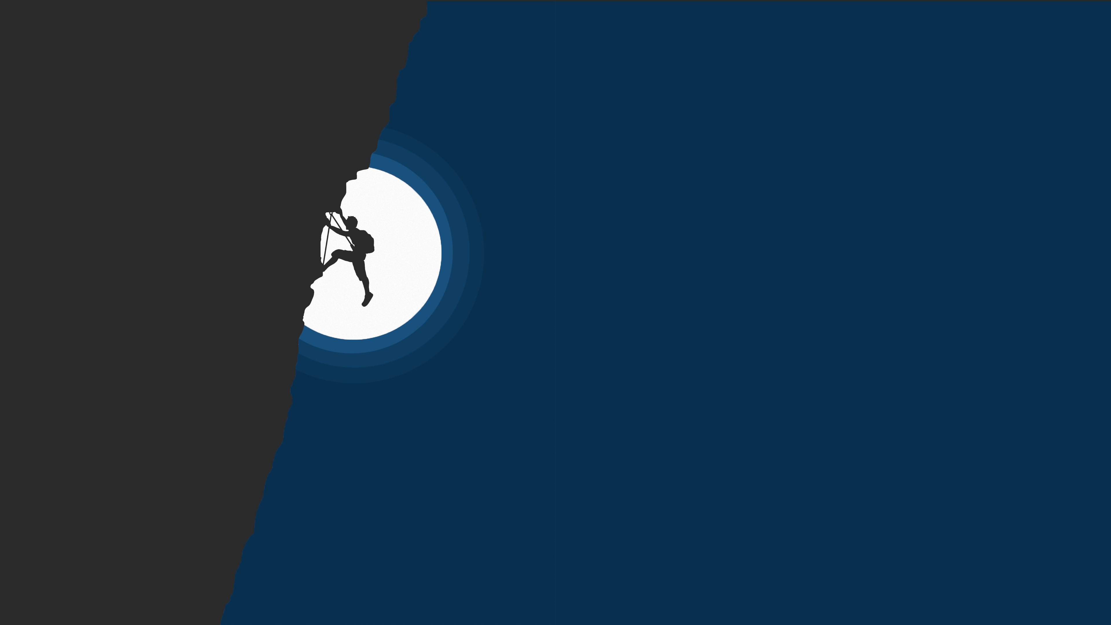 徒步 旅行 插图 夜晚 极简主义 AI艺术 山脉 攀登 壁纸 3840×2160