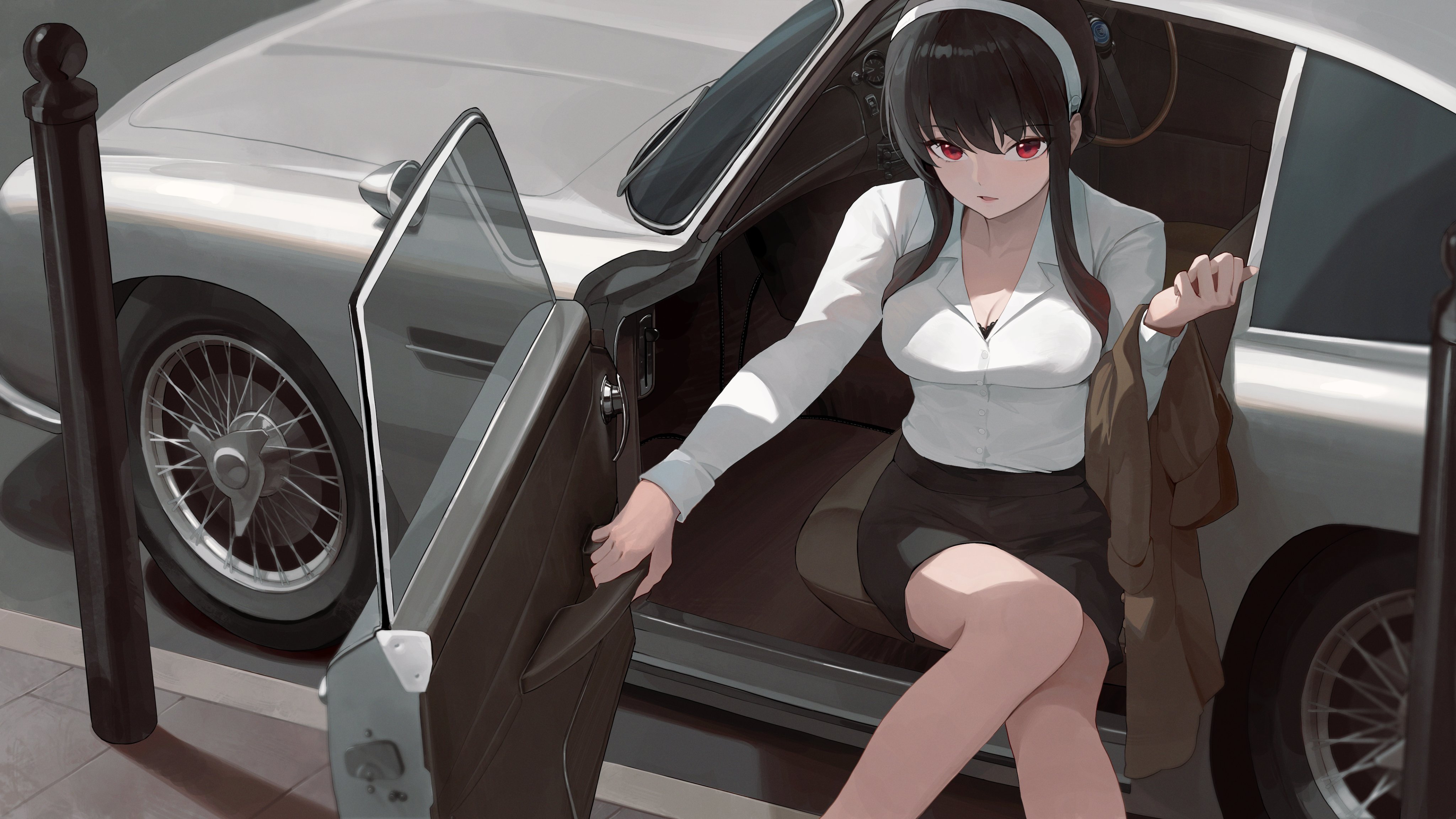 热门动漫 女孩 汽车 间谍过家家 黑发 发带 高清壁纸 4096×2304