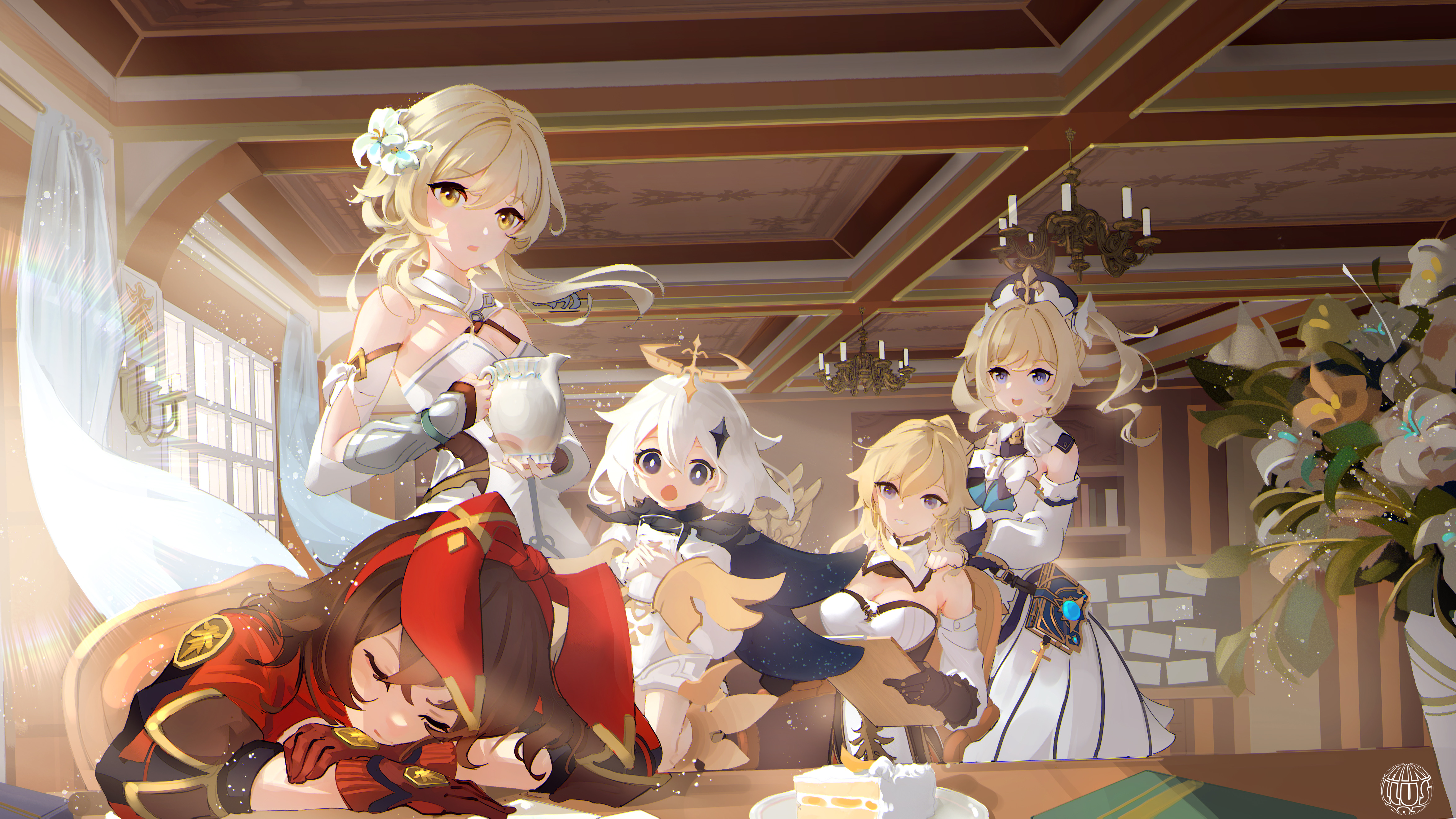动漫 女孩 原神 茶话会 茶 礼服 高清壁纸 4699×2643