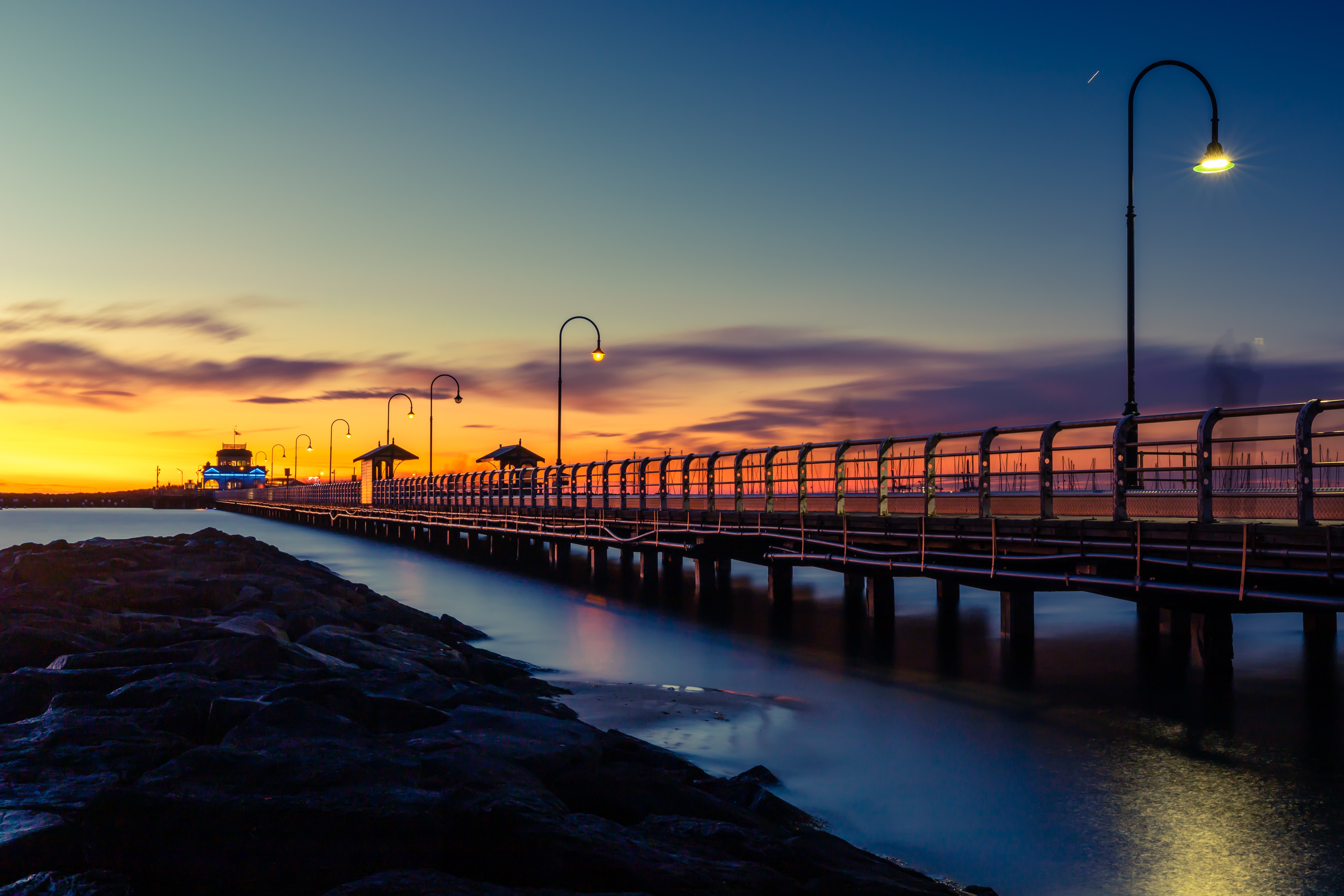 风景 海洋 桥梁 太阳 黎明 4K高清壁纸 6240×4160