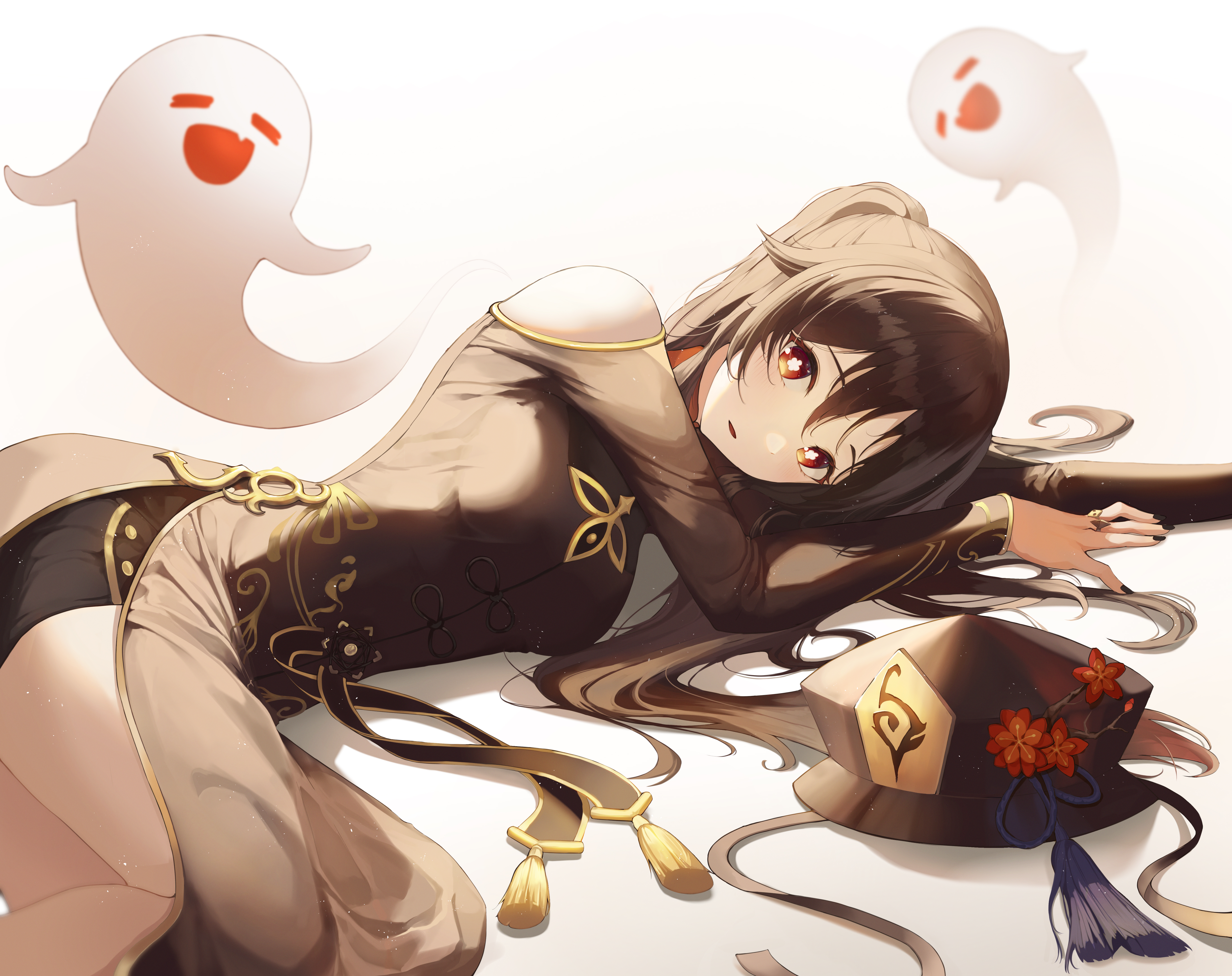 胡桃 原神 帽子 动漫 女孩 幽灵 壁纸 5482×4345