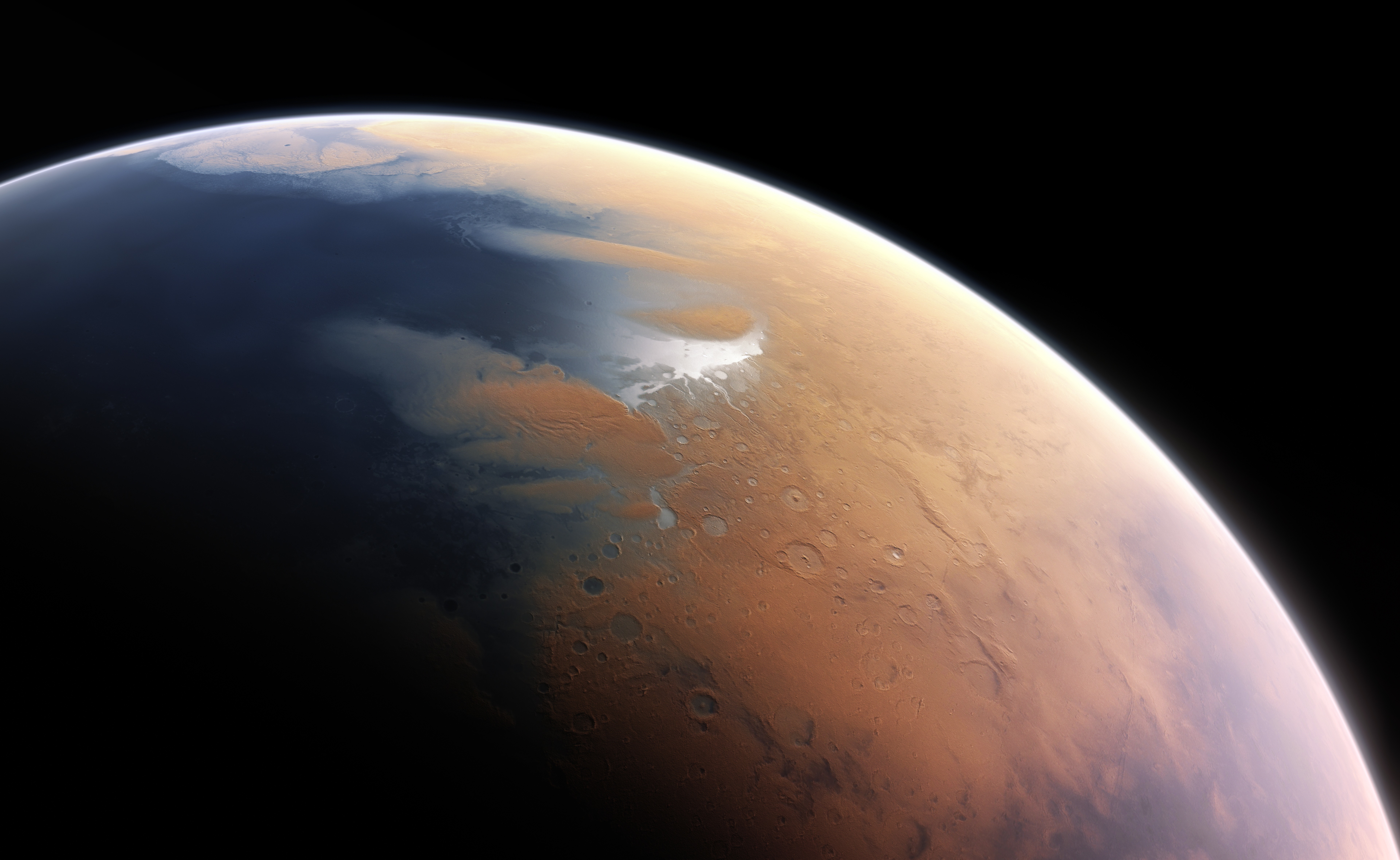 超清火星 太空 行星 海洋 地形 壁纸 7683×4717
