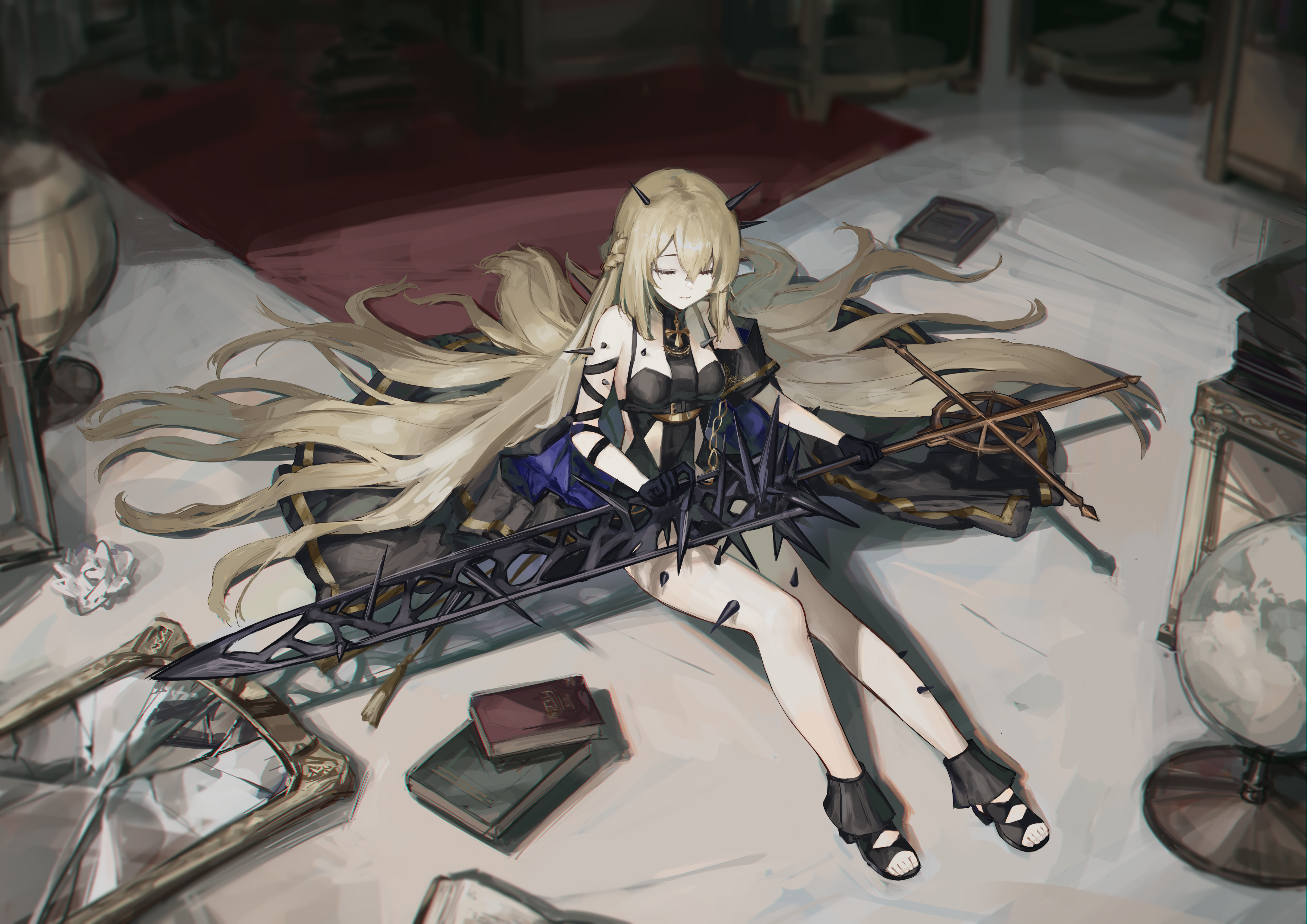 美眉 金发 长发 动漫 女孩 炼金术 明星 武器 壁纸 4912×3473