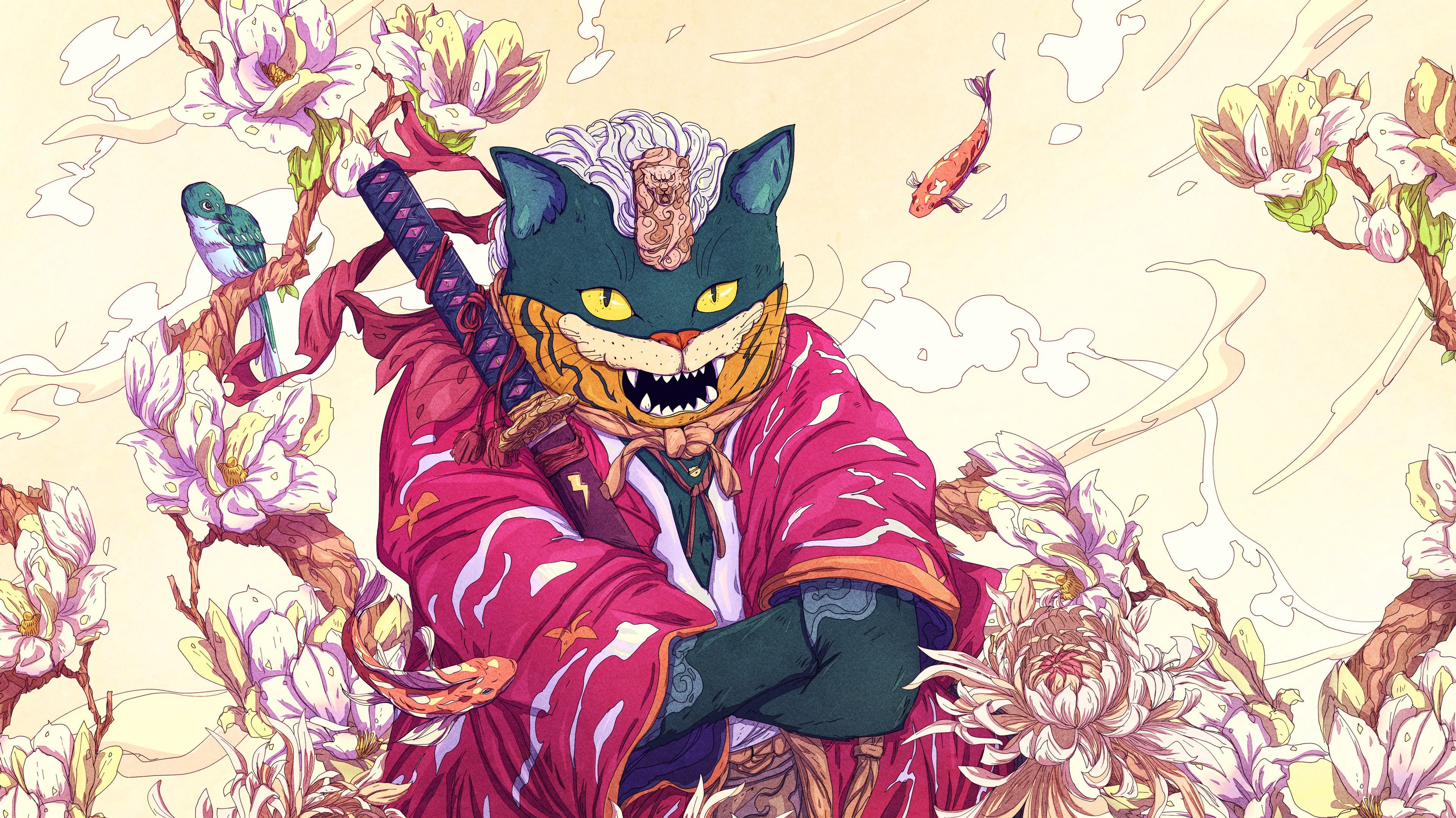 精选AI艺术 奇幻艺术 猫 刀 鱼 鸟 花 毒牙 超现实 高清壁纸 3840×2160