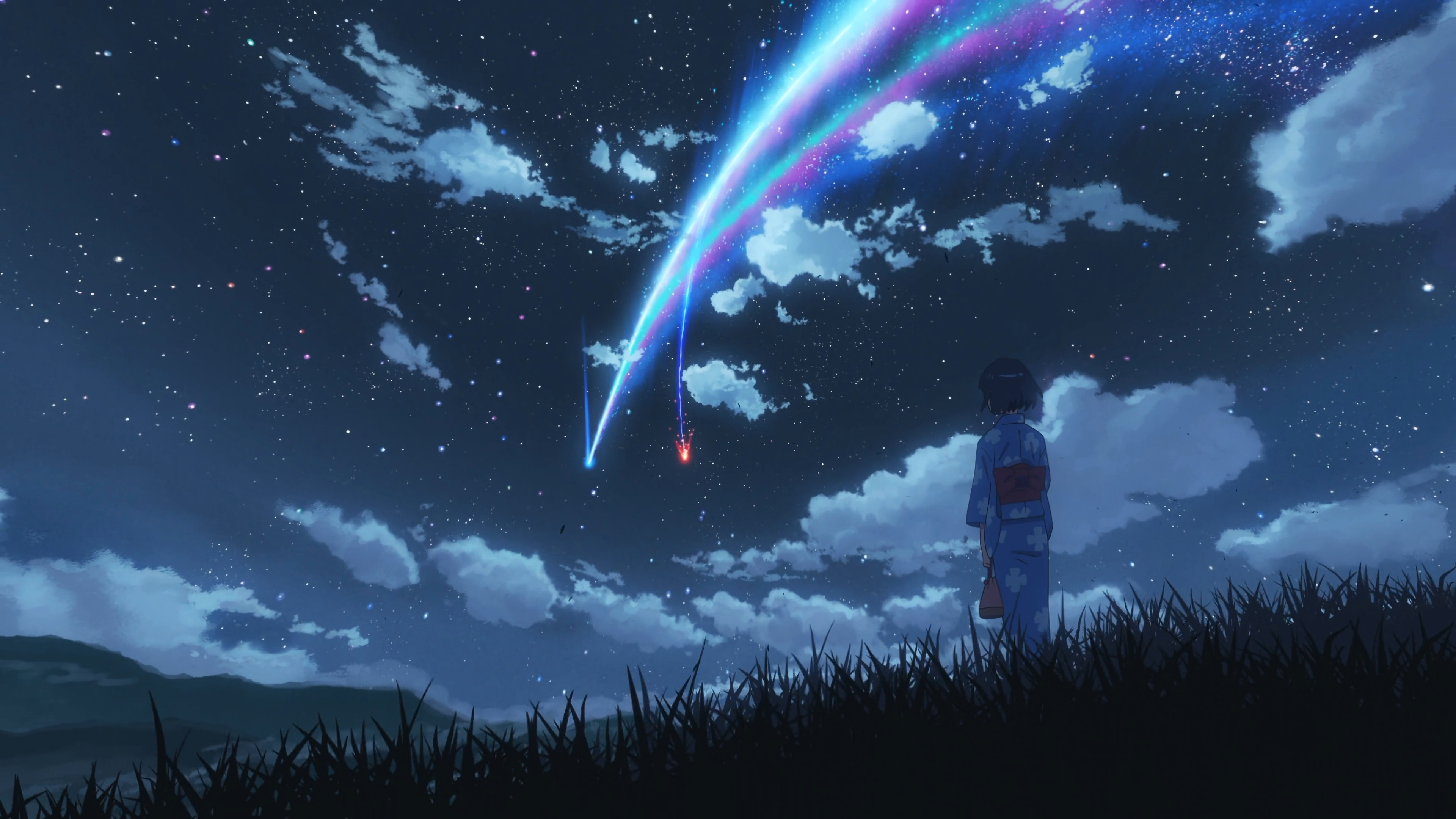 你的名字 动漫 天空 星星 彗星 陨石 桌面壁纸 3840×2160